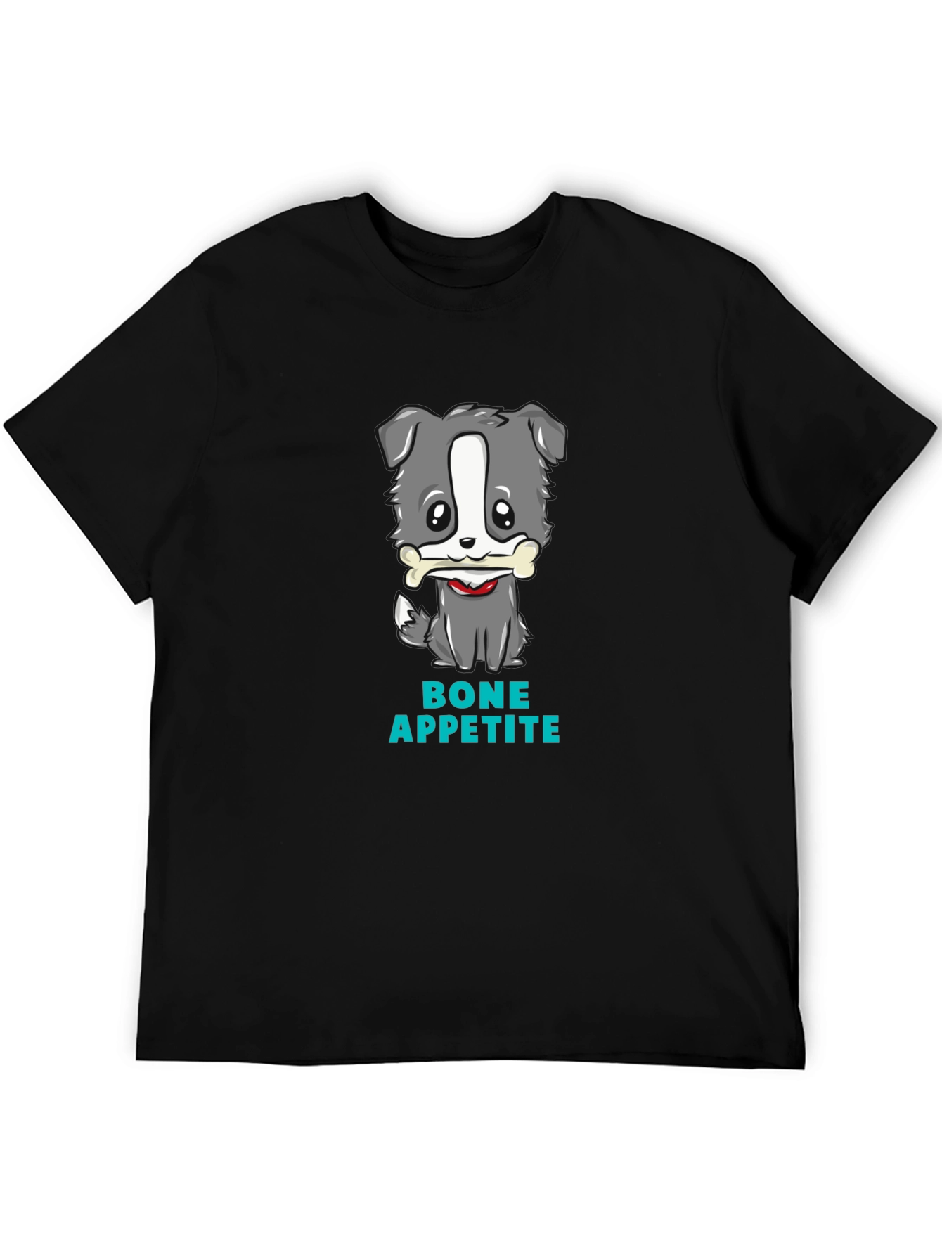 Cute Dog Bone Appetite Black T-Shirt
