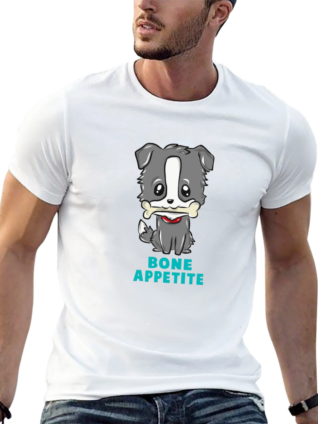 Cute Dog Bone Appetite Black T-Shirt