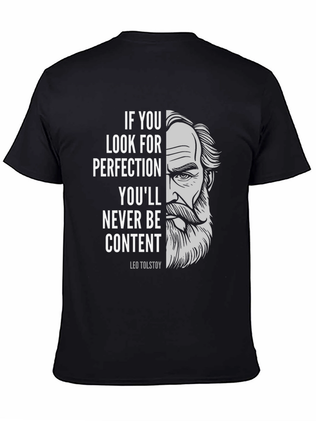 Leo Tolstoy Quote Graphic Print Black T-Shirt