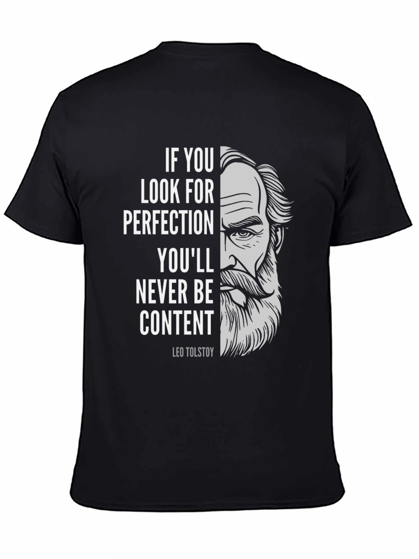 Leo Tolstoy Quote Graphic Print Black T-Shirt