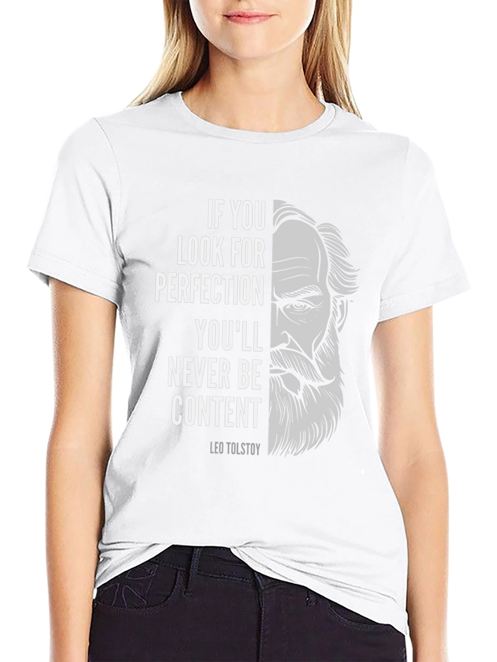Leo Tolstoy Quote Graphic Print Black T-Shirt