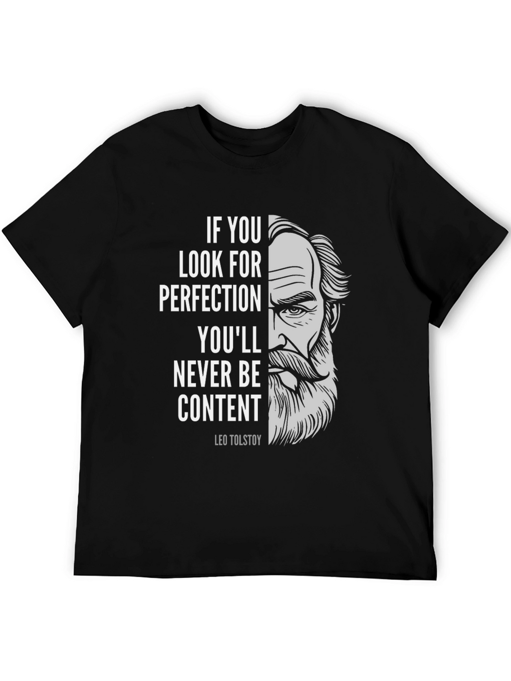 Leo Tolstoy Quote Graphic Print Black T-Shirt