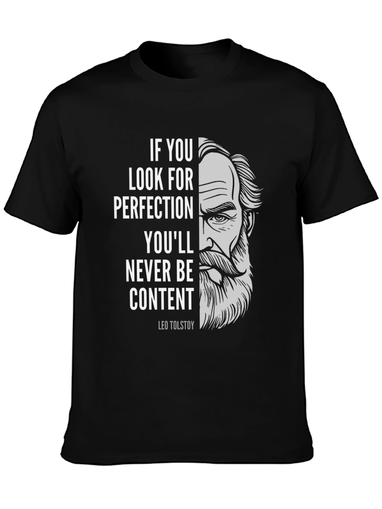 Leo Tolstoy Quote Graphic Print Black T-Shirt