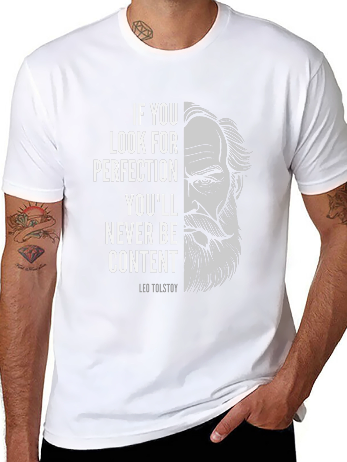 Leo Tolstoy Quote Graphic Print Black T-Shirt