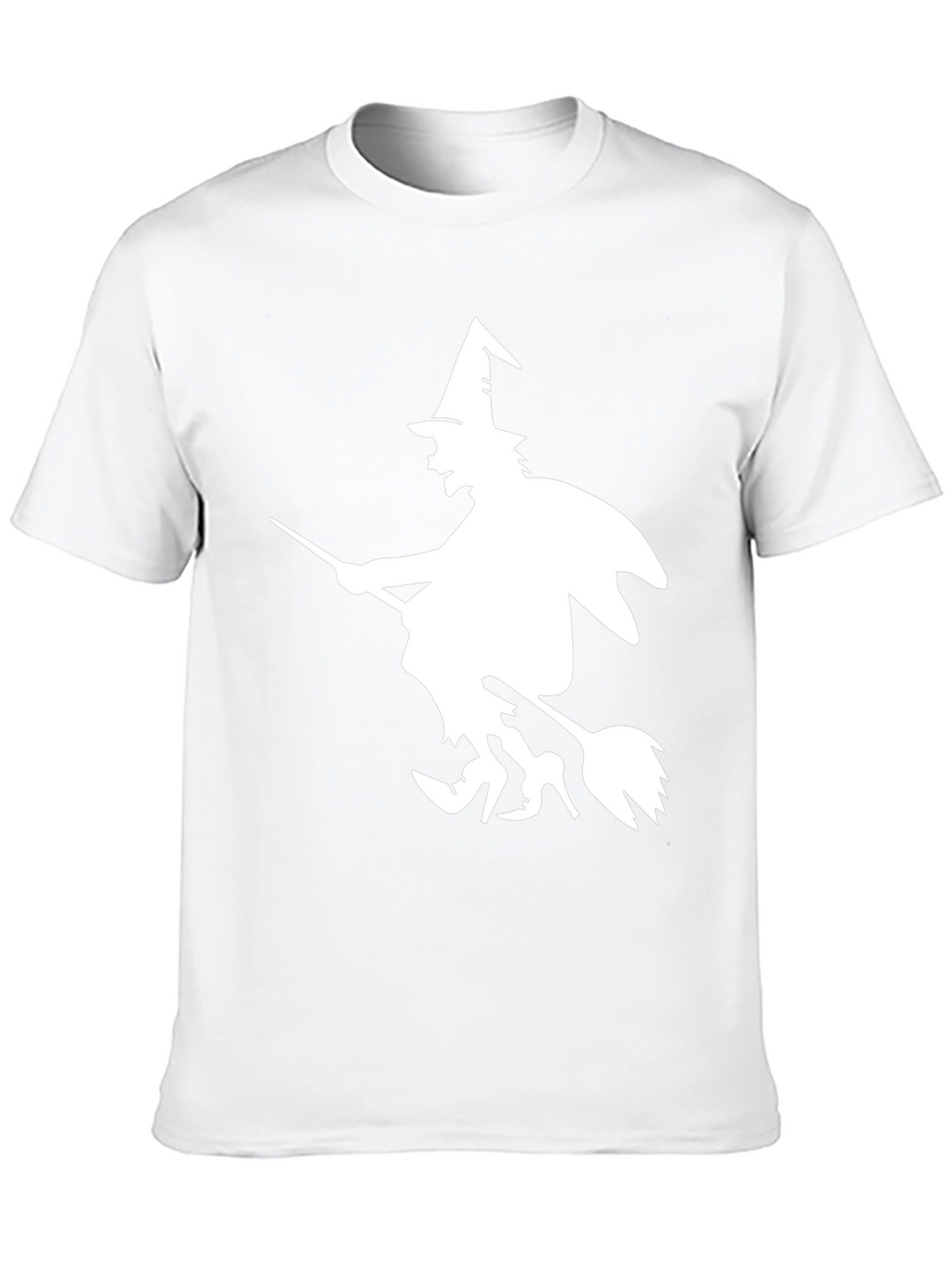 Halloween Witch Graphic Tee - Black Cotton T-Shirt