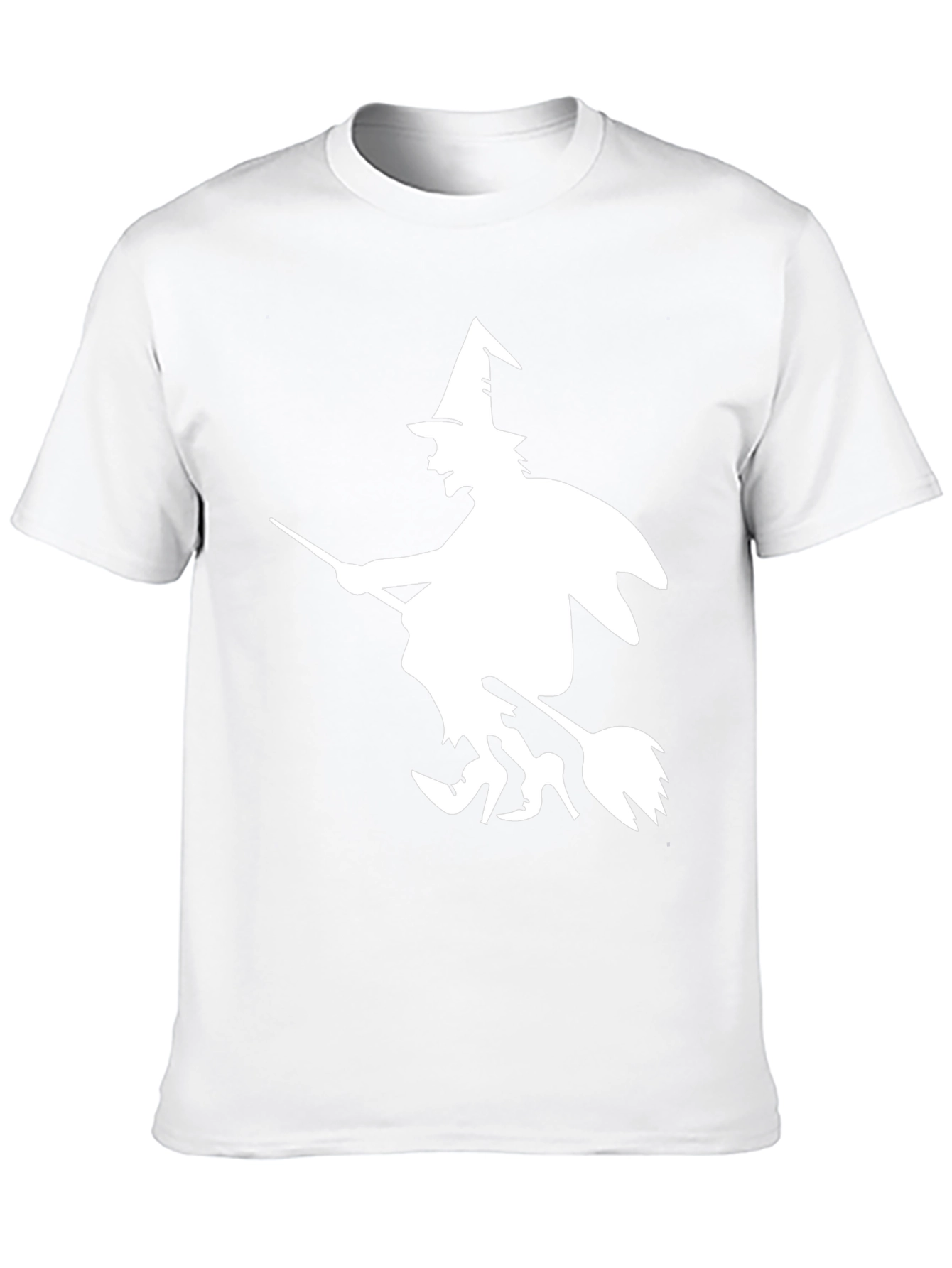 Halloween Witch Graphic Tee - Black Cotton T-Shirt