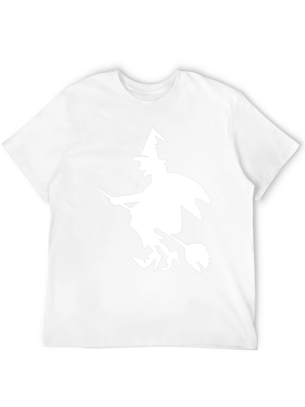 Halloween Witch Graphic Tee - Black Cotton T-Shirt