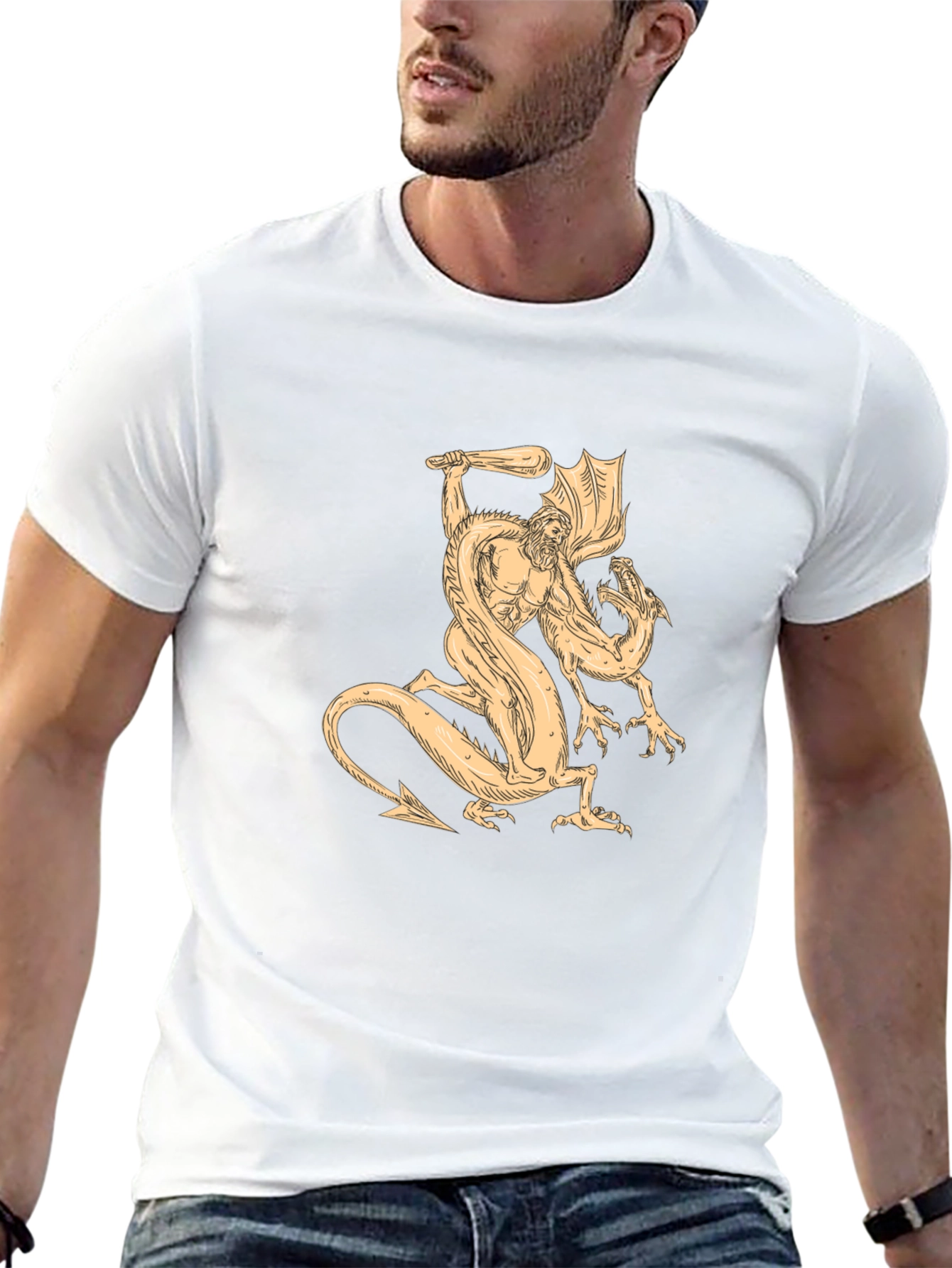 Mythical Beast Tee - Hero vs. Dragon Graphic