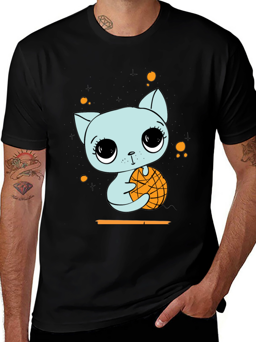 Cute Cat with Basketball Graphic T-Shirt