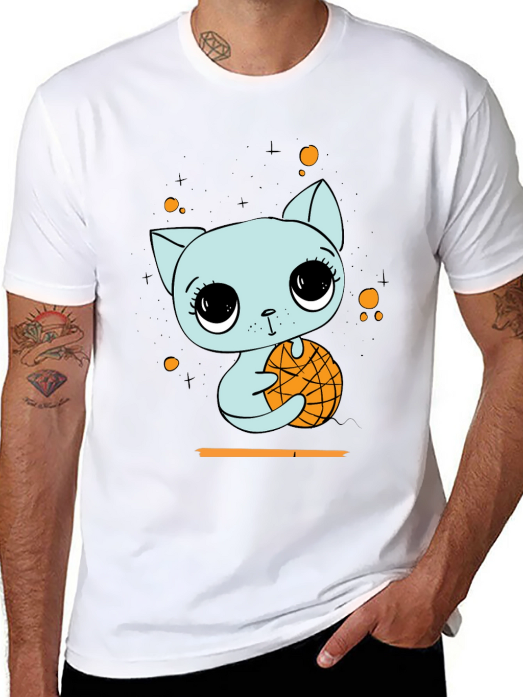 Cute Cat with Basketball Graphic T-Shirt