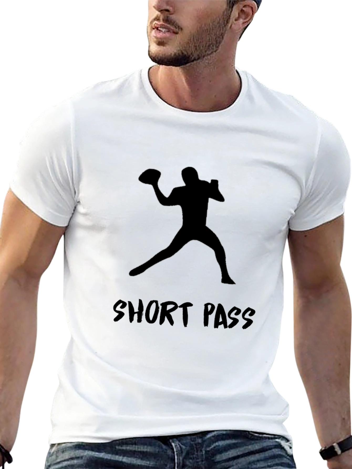 Short Pass Graphic Tee - Football Player Silhouette
