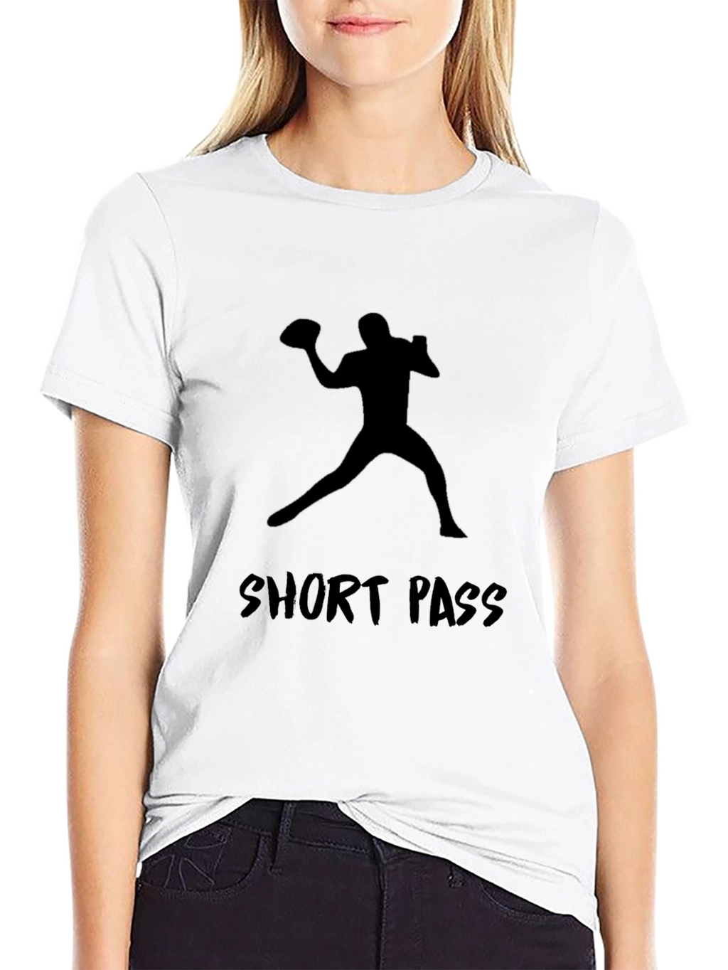 Short Pass Graphic Tee - Football Player Silhouette