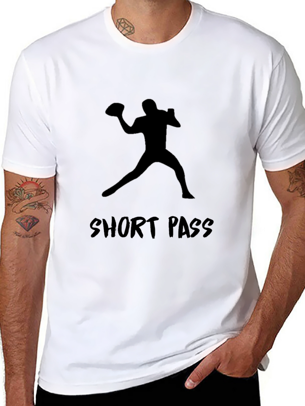 Short Pass Graphic Tee - Football Player Silhouette