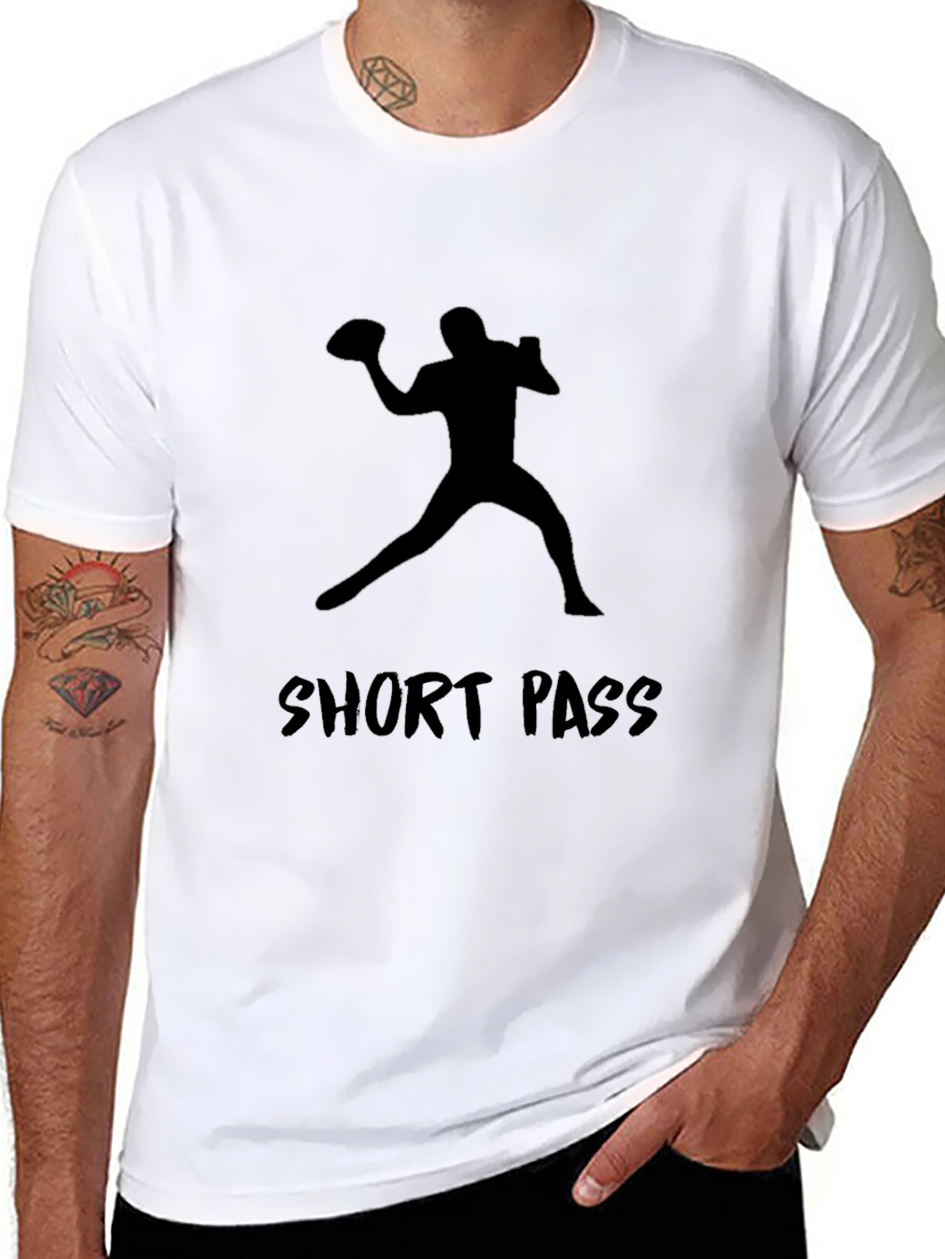 Short Pass Graphic Tee - Football Player Silhouette