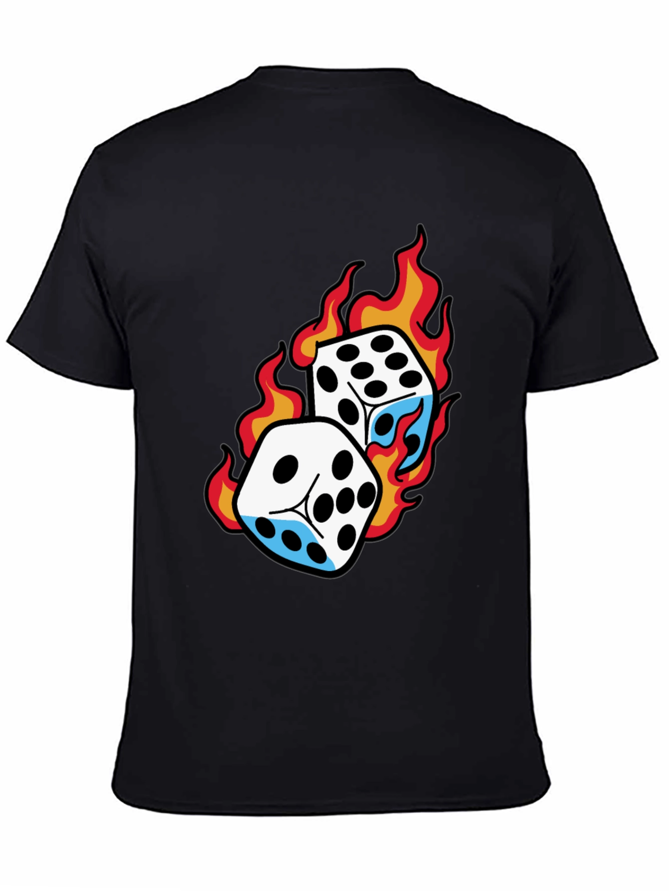 Flaming Dice Graphic Tee - Lucky Roll T-Shirt