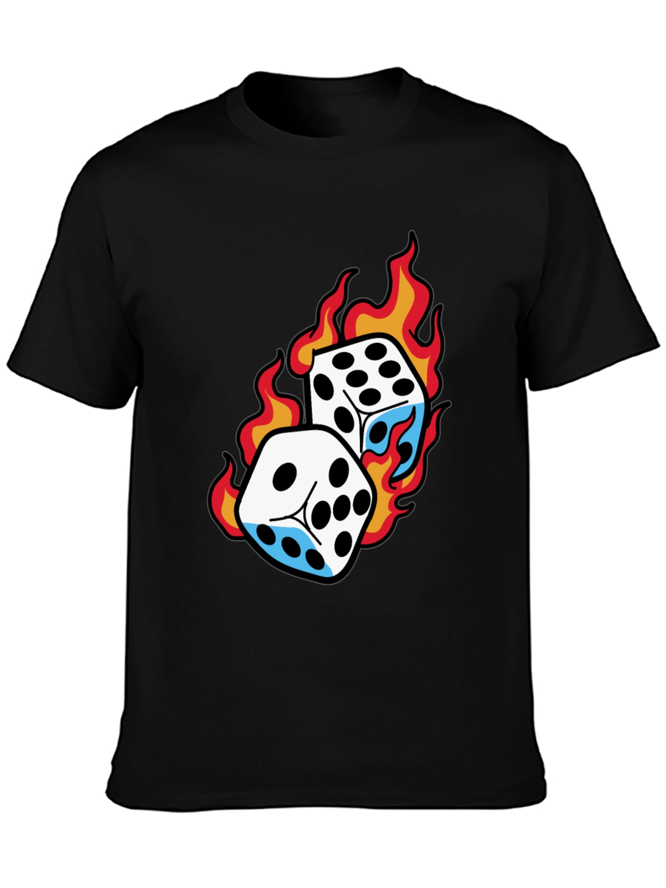 Flaming Dice Graphic Tee - Lucky Roll T-Shirt