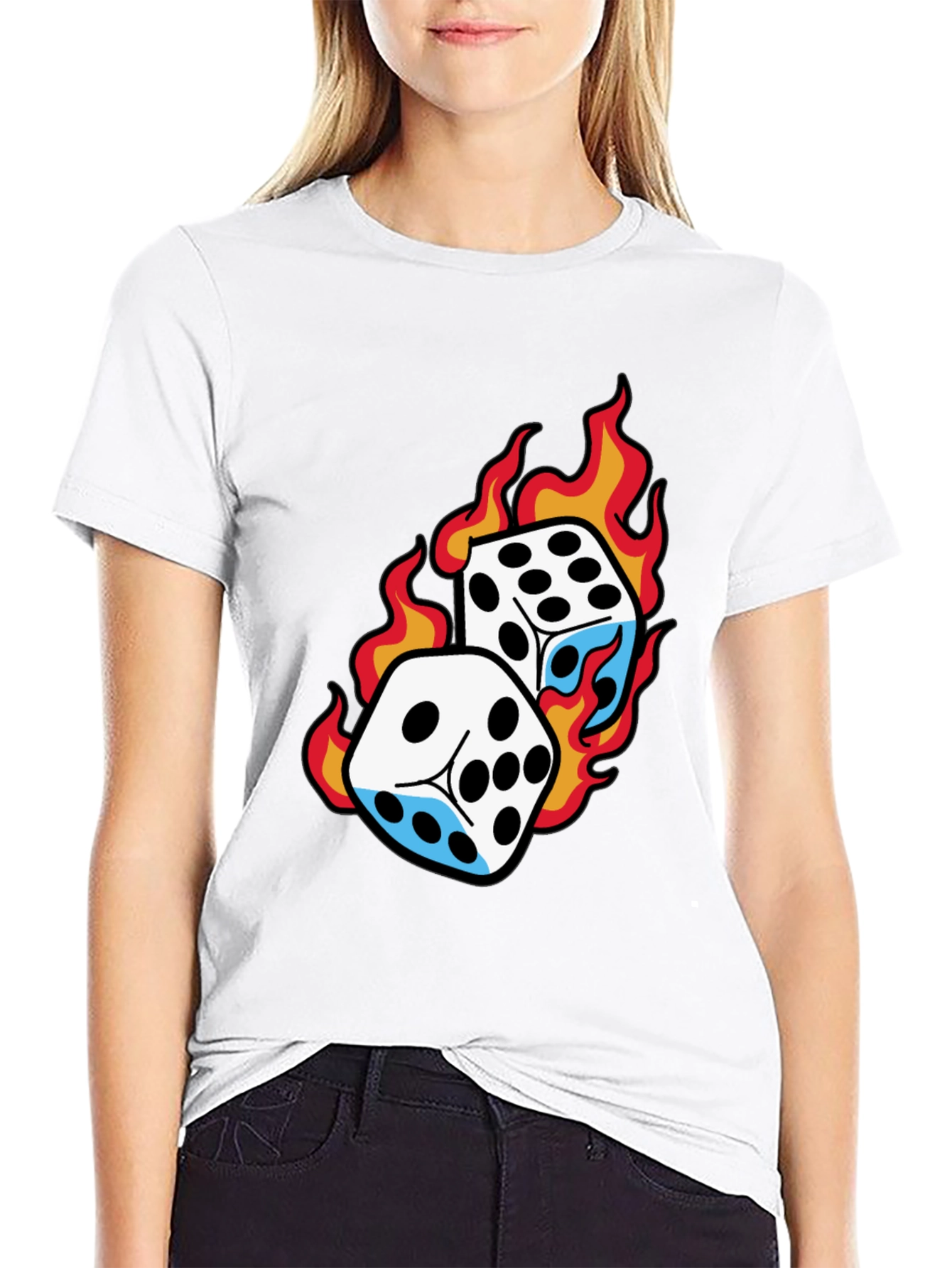 Flaming Dice Graphic Tee - Lucky Roll T-Shirt