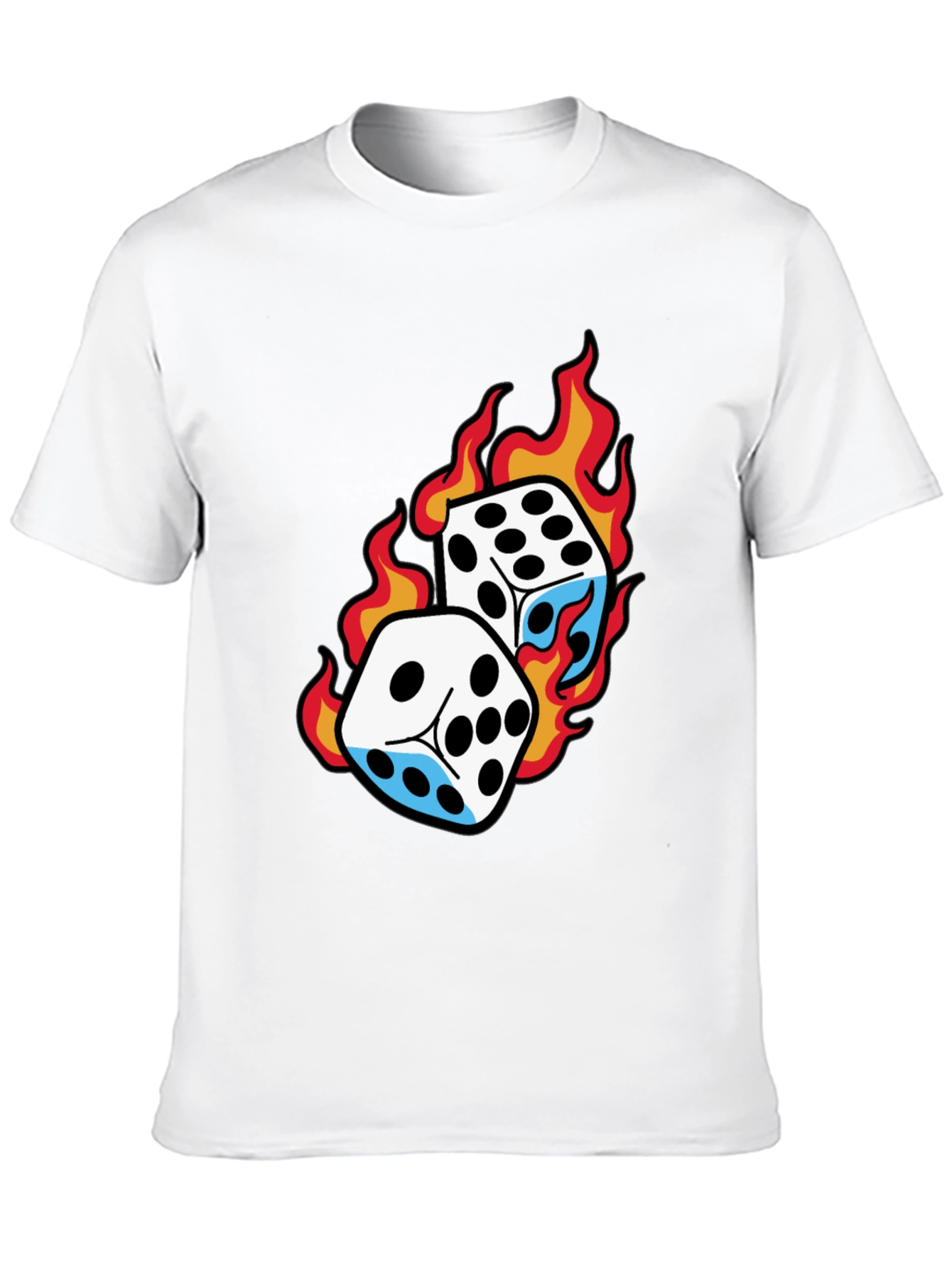 Flaming Dice Graphic Tee - Lucky Roll T-Shirt