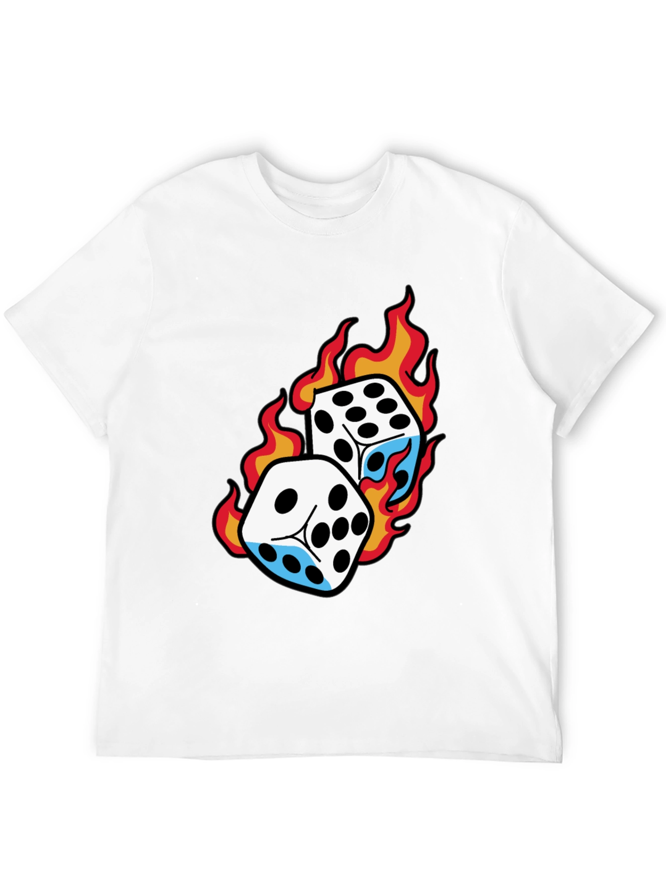 Flaming Dice Graphic Tee - Lucky Roll T-Shirt