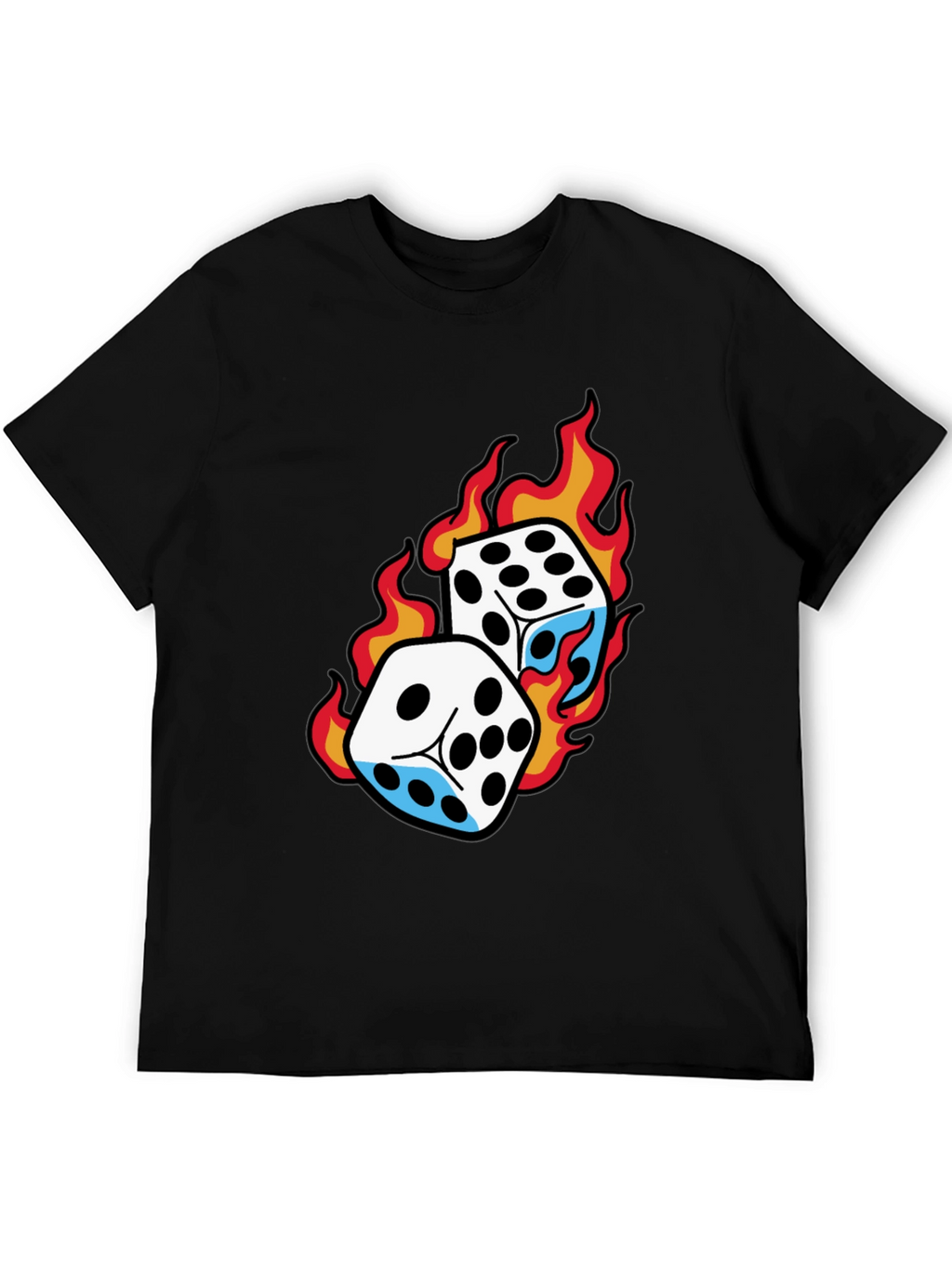 Flaming Dice Graphic Tee - Lucky Roll T-Shirt