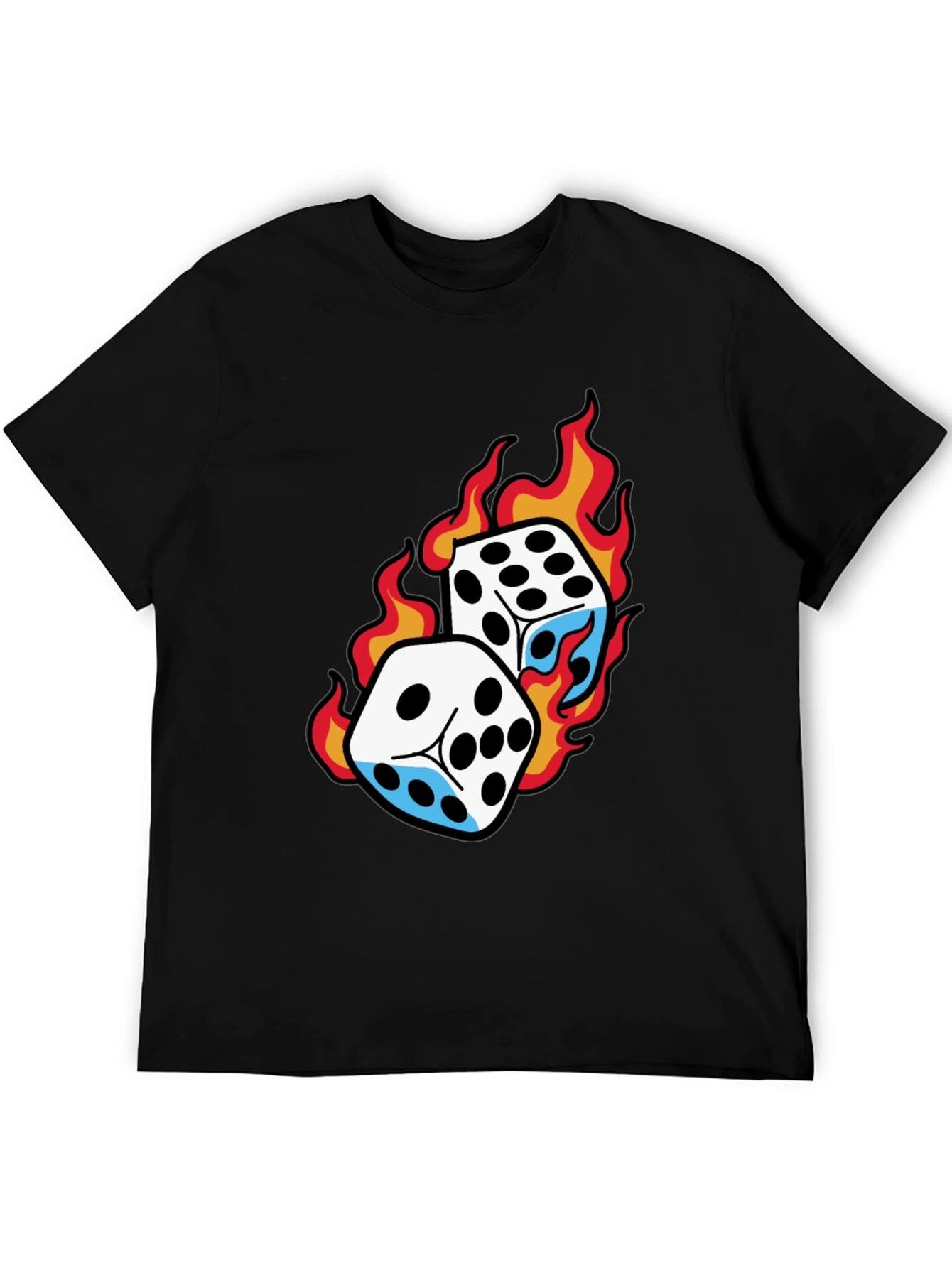 Flaming Dice Graphic Tee - Lucky Roll T-Shirt