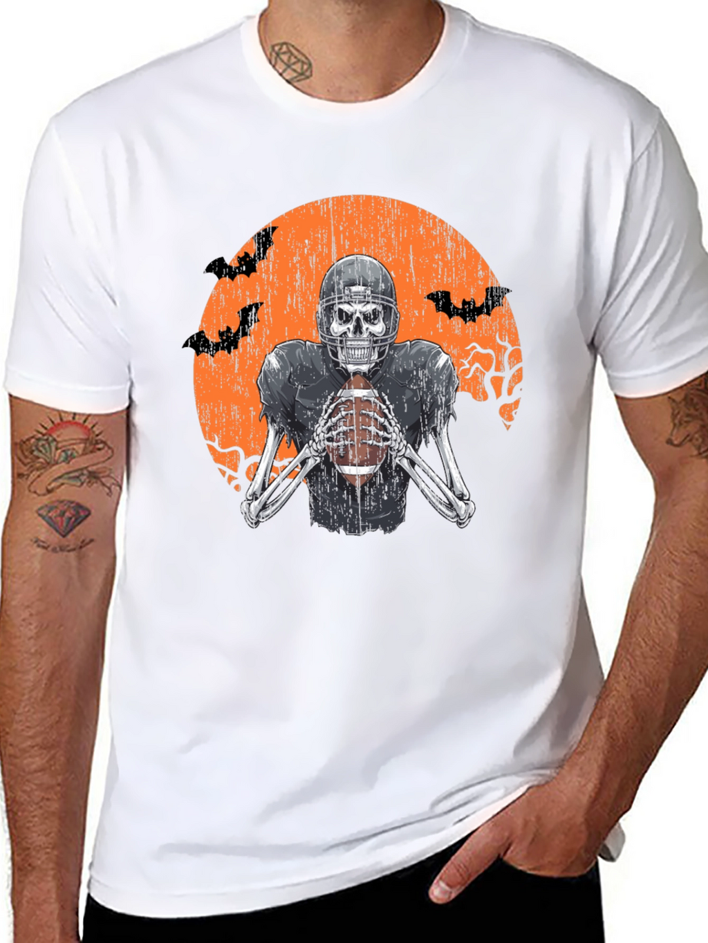 Skeleton Football Player Halloween T-Shirt