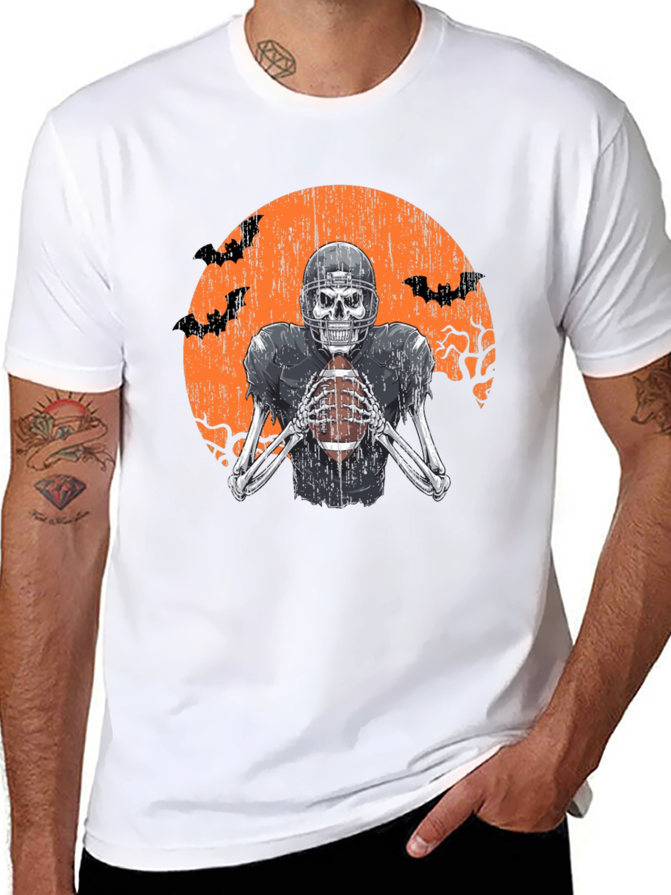 Skeleton Football Player Halloween T-Shirt
