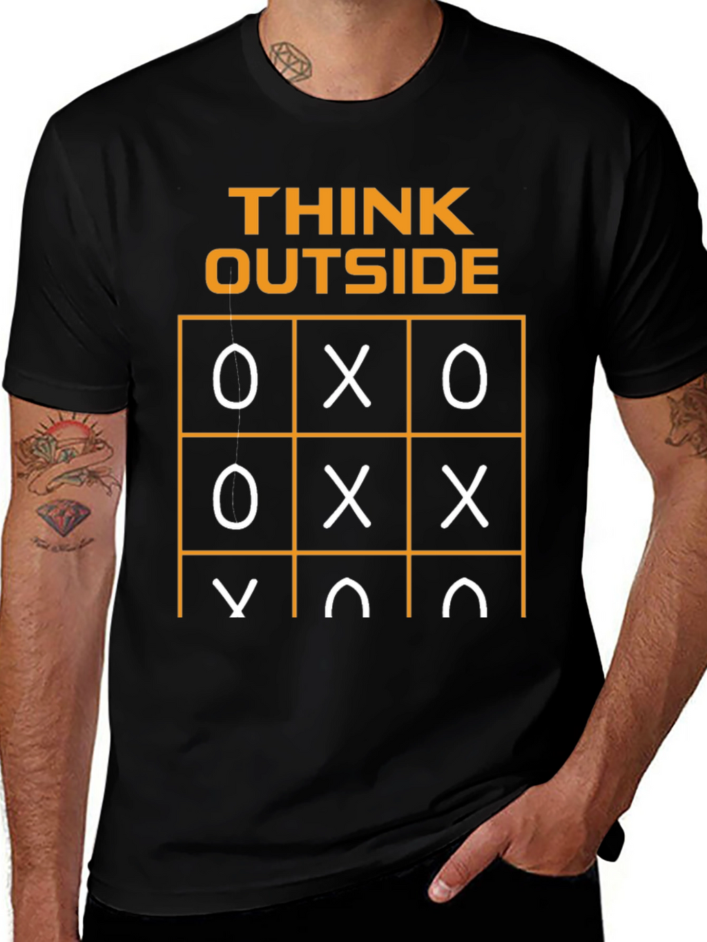 Think Outside T-Shirt Tic-Tac-Toe Humor Graphic Tee