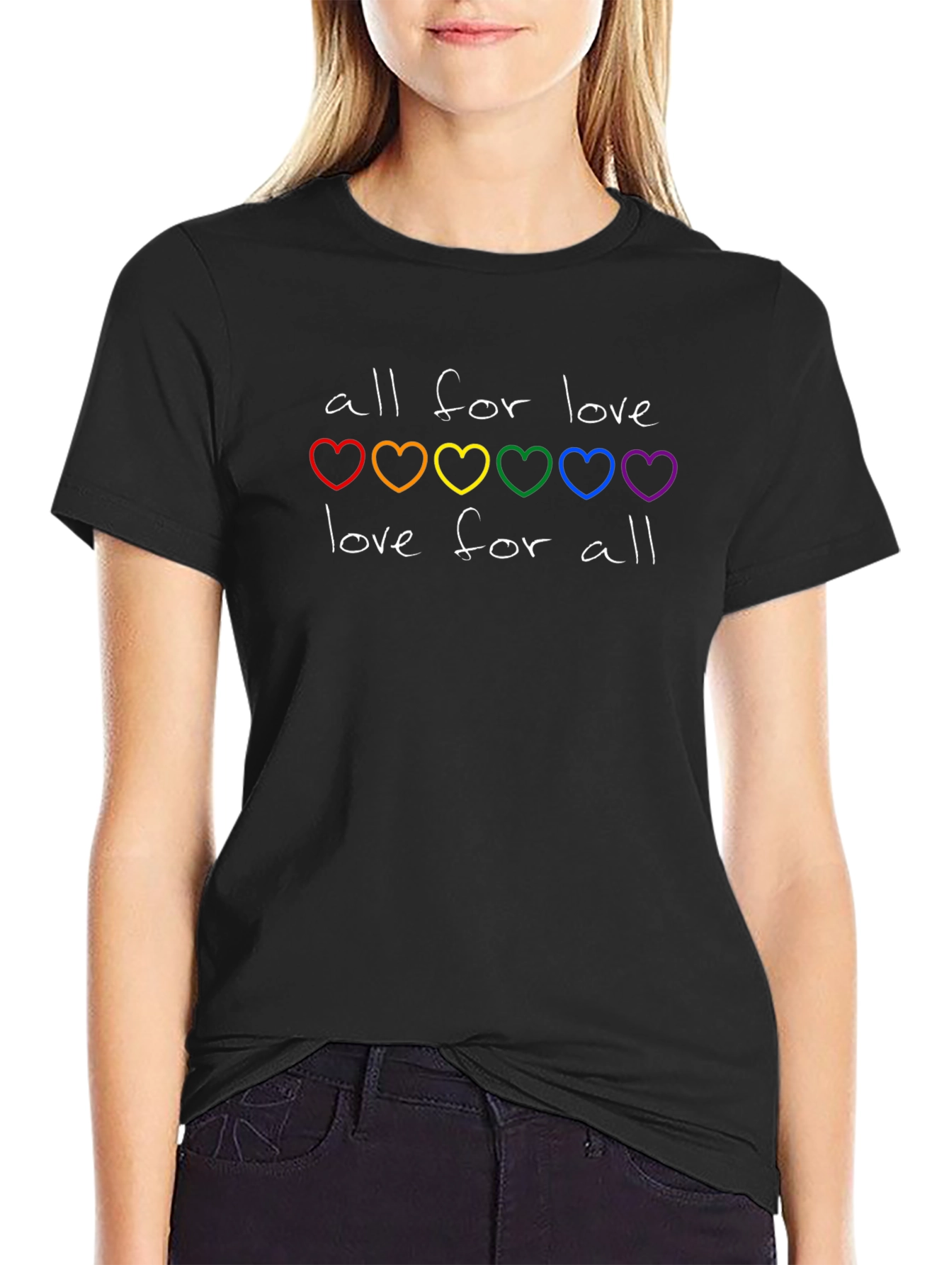 All for Love T-Shirt - Rainbow Hearts