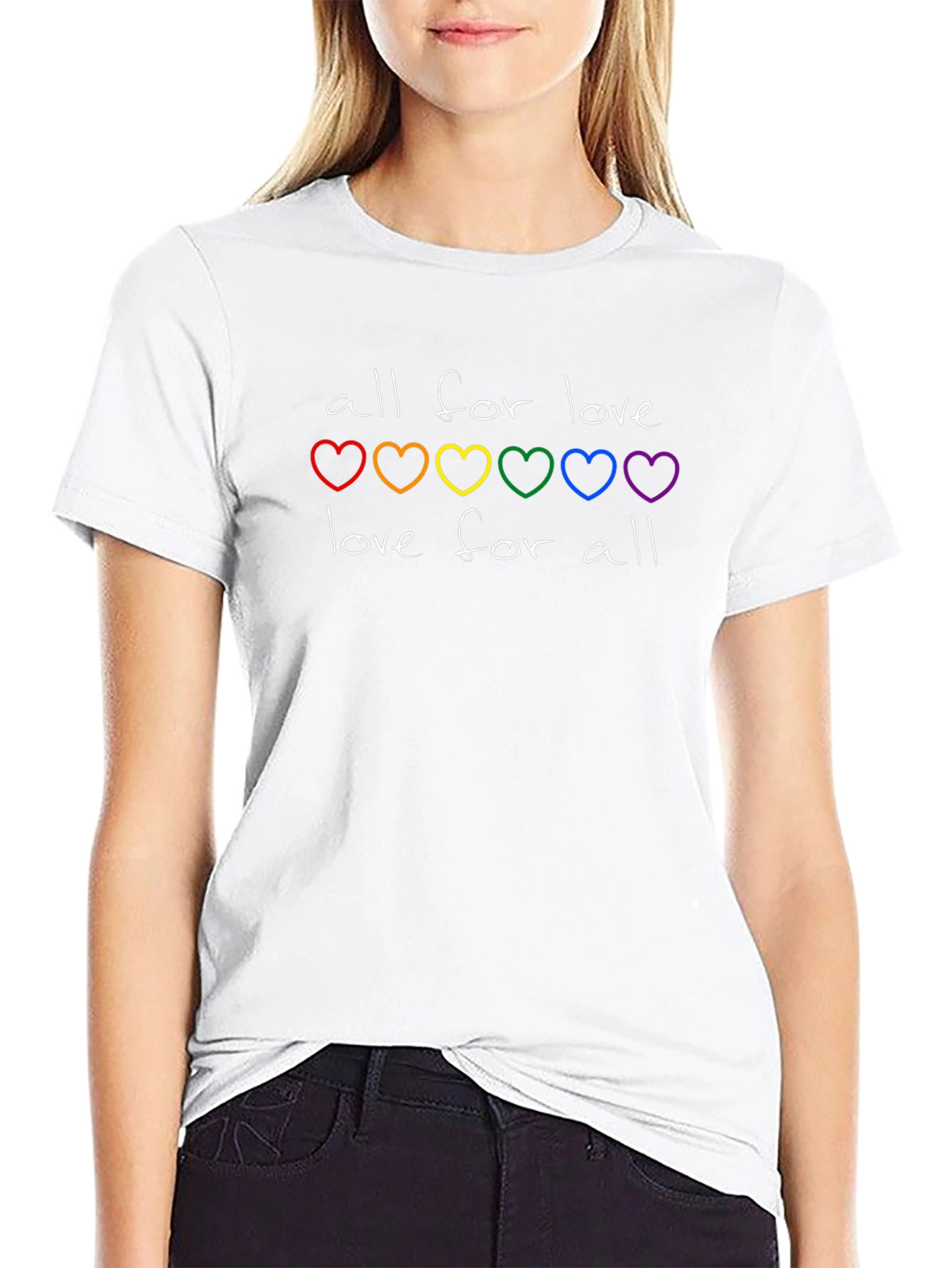All for Love T-Shirt - Rainbow Hearts