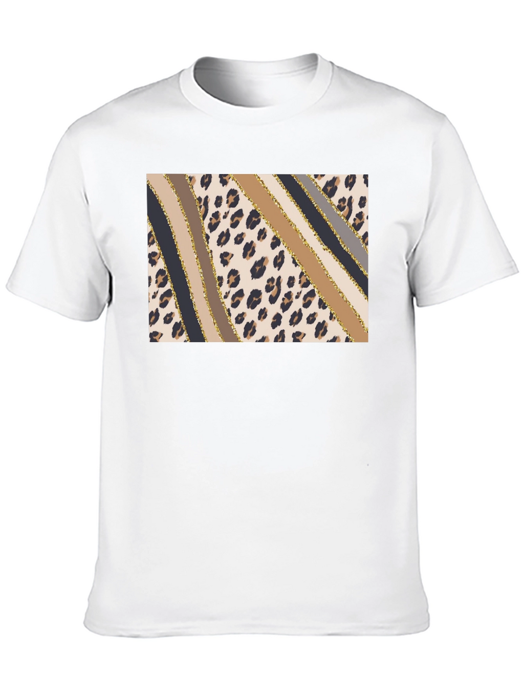 Stylish Leopard Print Stripe T-Shirt