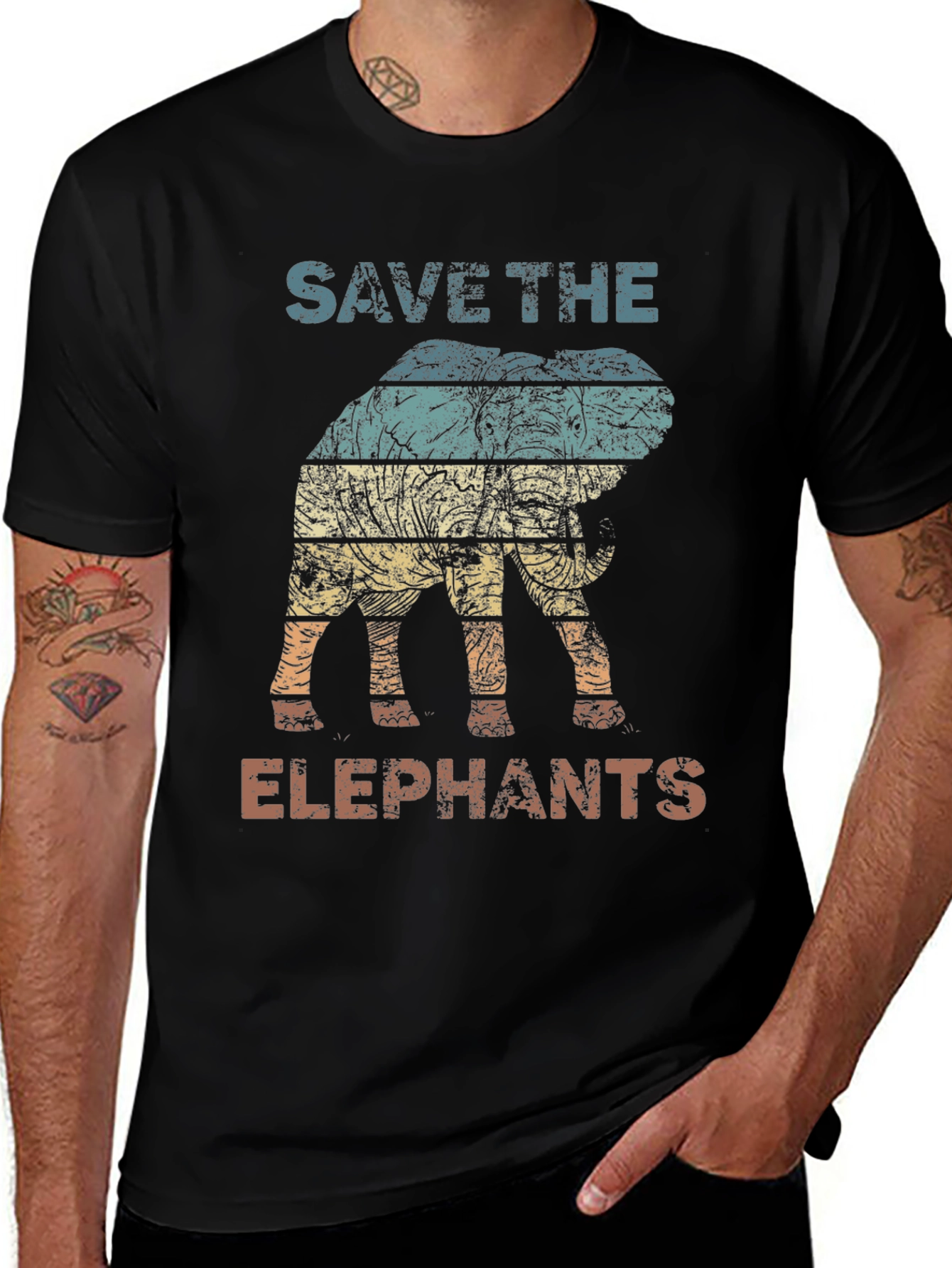 Save the Elephants Graphic Tee - Black