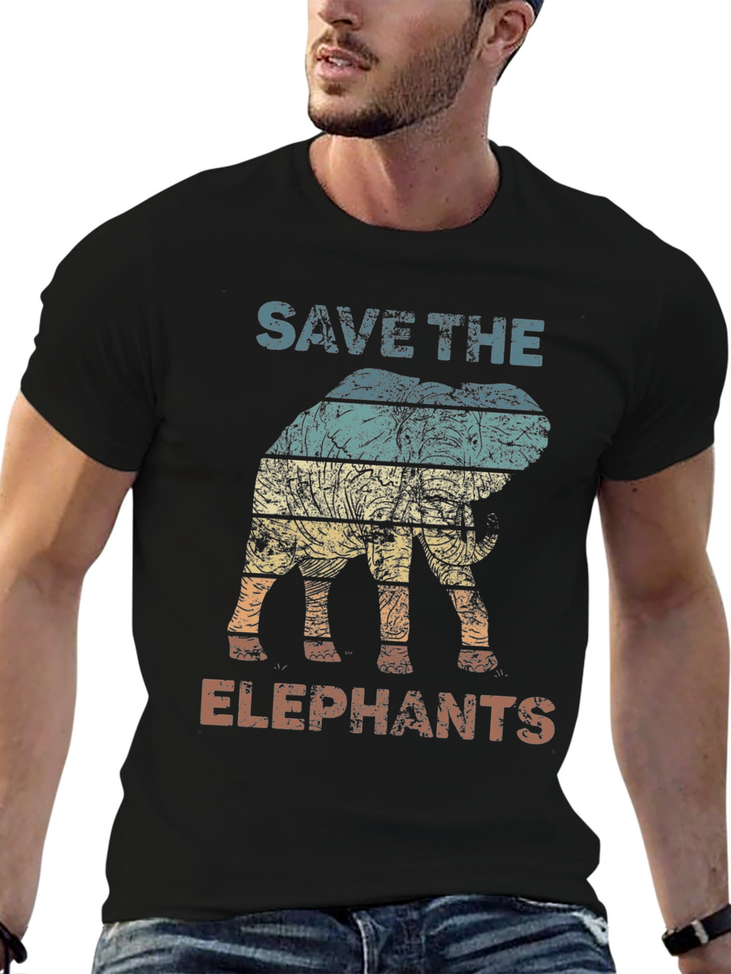 Save the Elephants Graphic Tee - Black