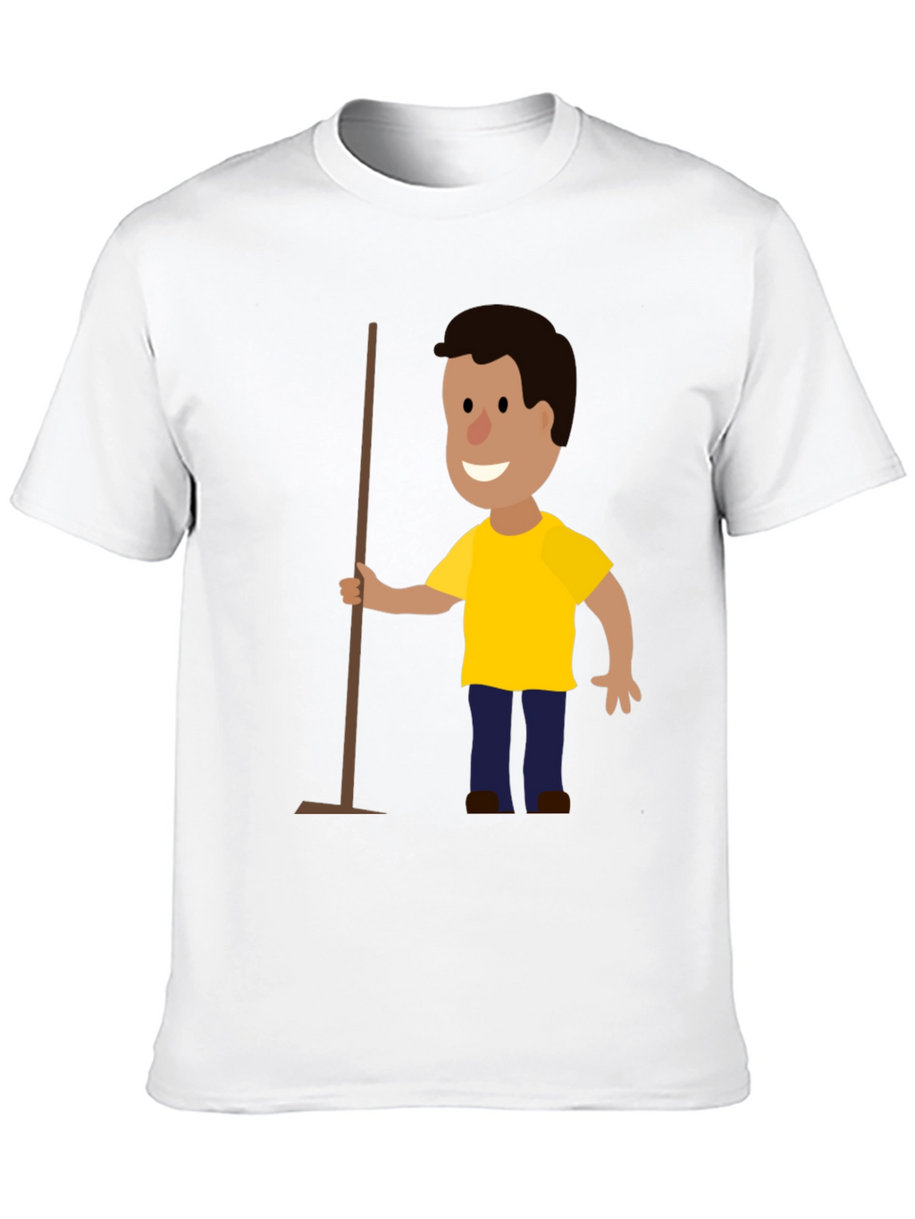 Cartoon Janitor Black T-Shirt