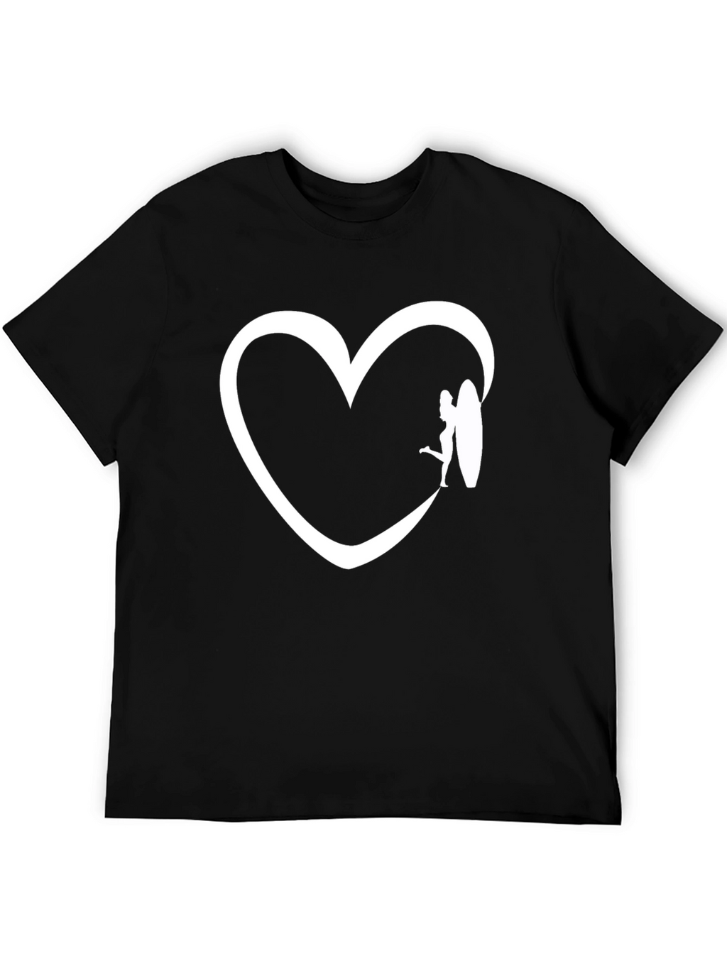 Surfer Girl Heart Graphic Tee - Black
