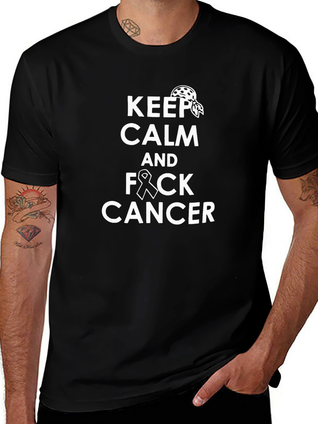 Keep Calm and F*ck Cancer Black Graphic Tee