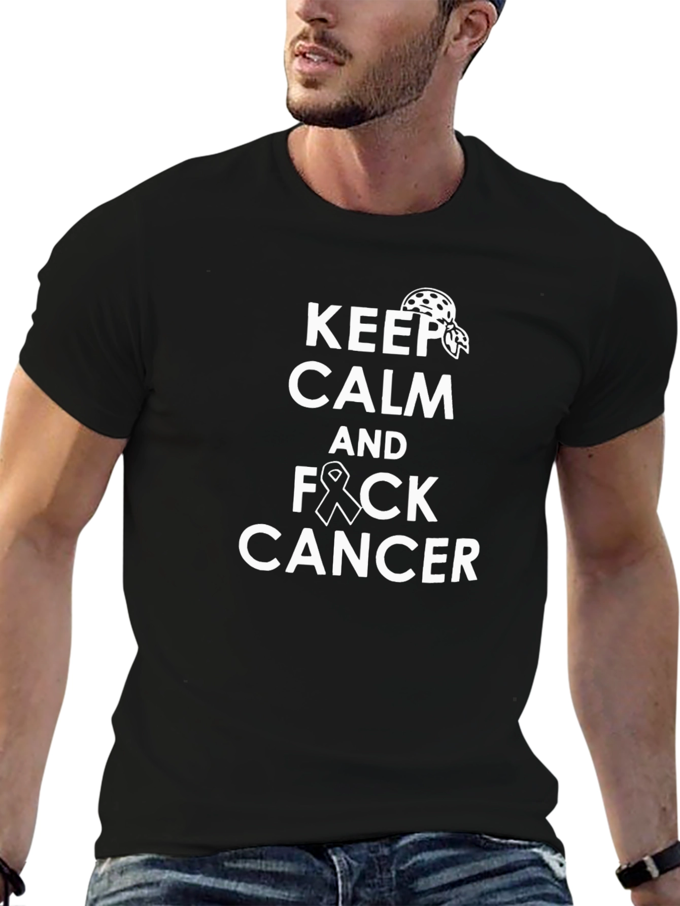 Keep Calm and F*ck Cancer Black Graphic Tee