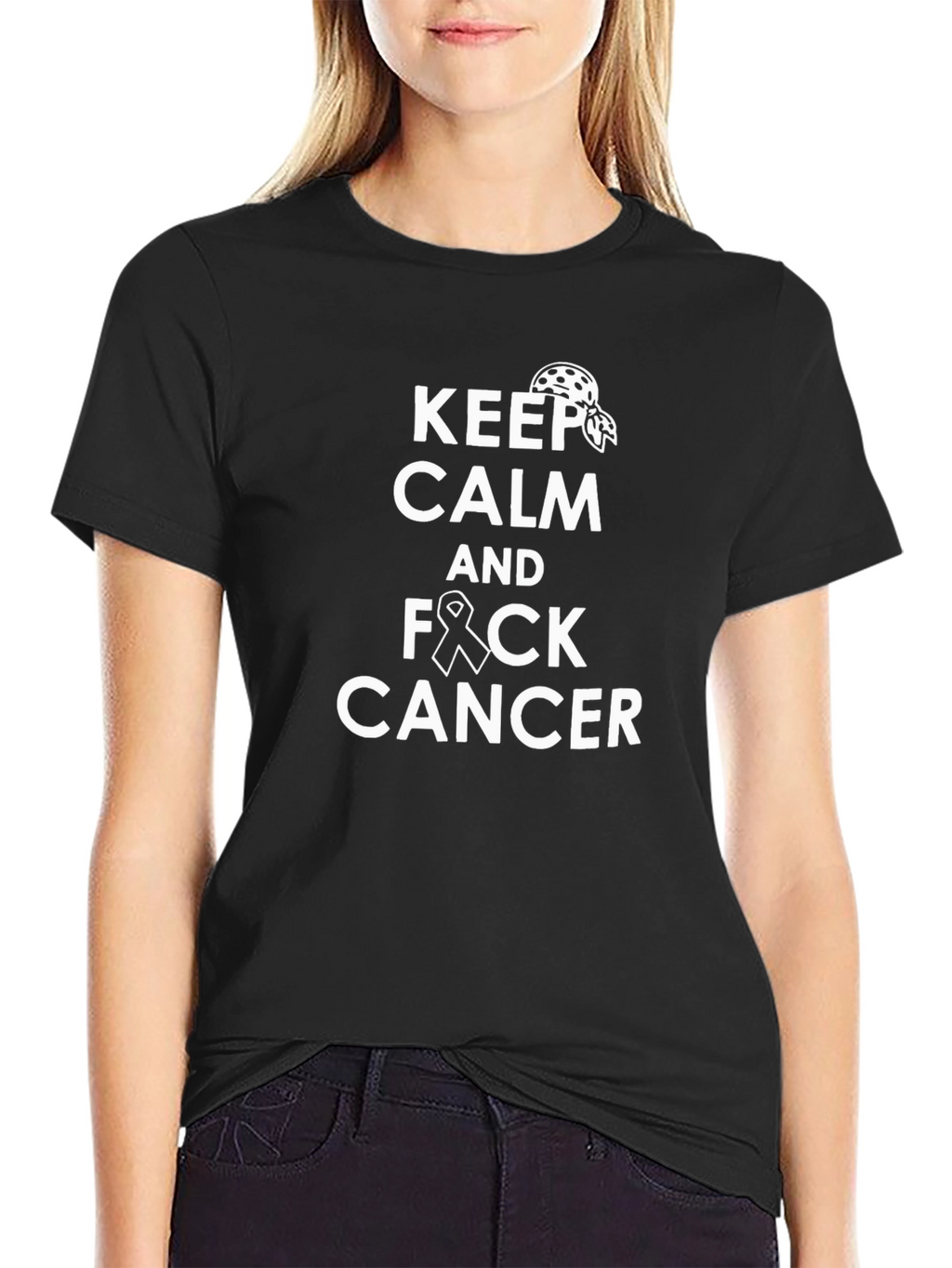 Keep Calm and F*ck Cancer Black Graphic Tee