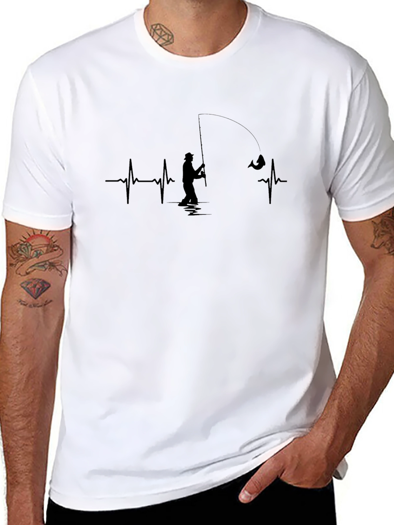 Fishing Heartbeat T-Shirt - Fishermans Life Line Tee