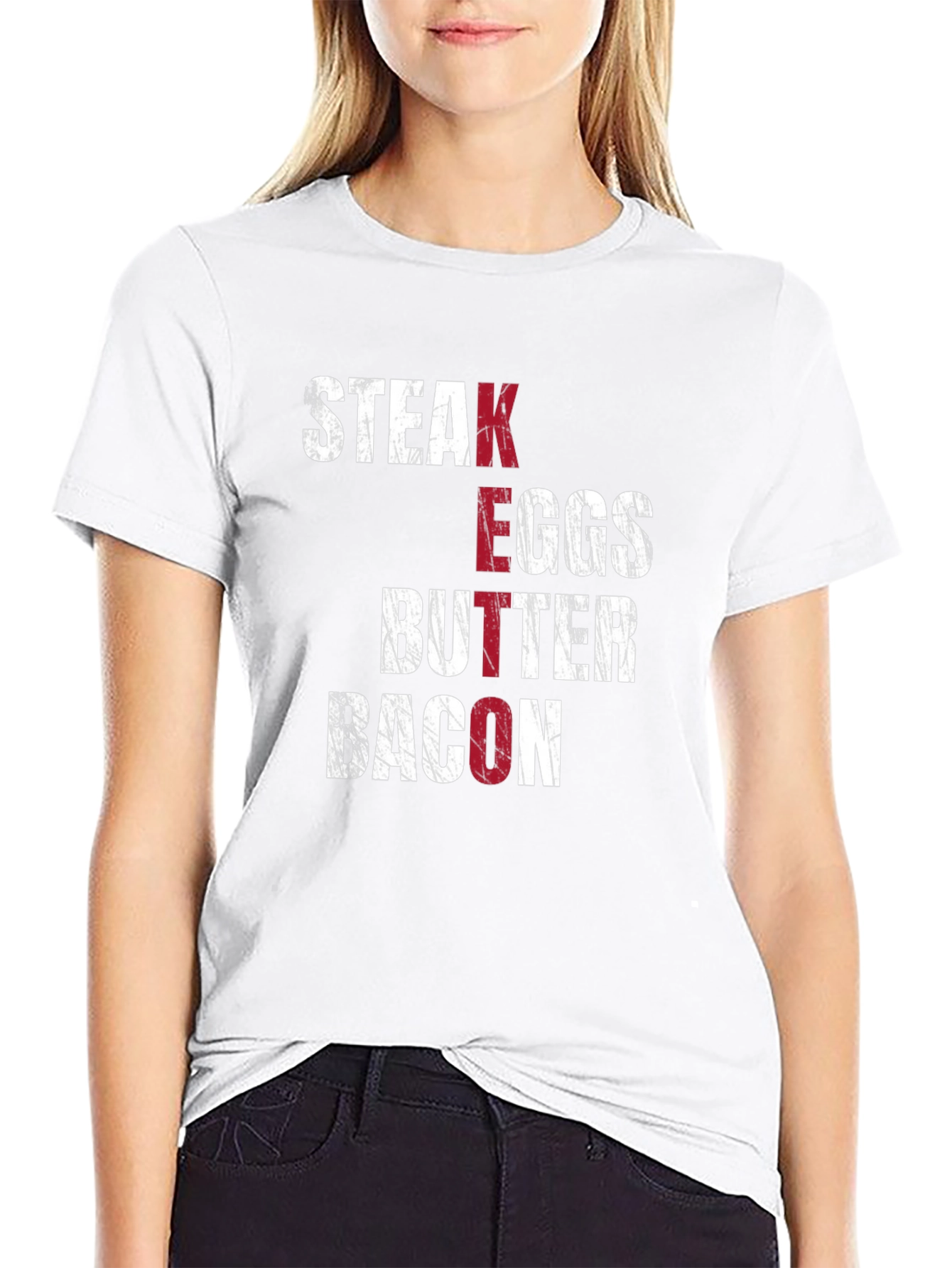 Keto Diet T-Shirt - Steak Eggs Butter Bacon - Black