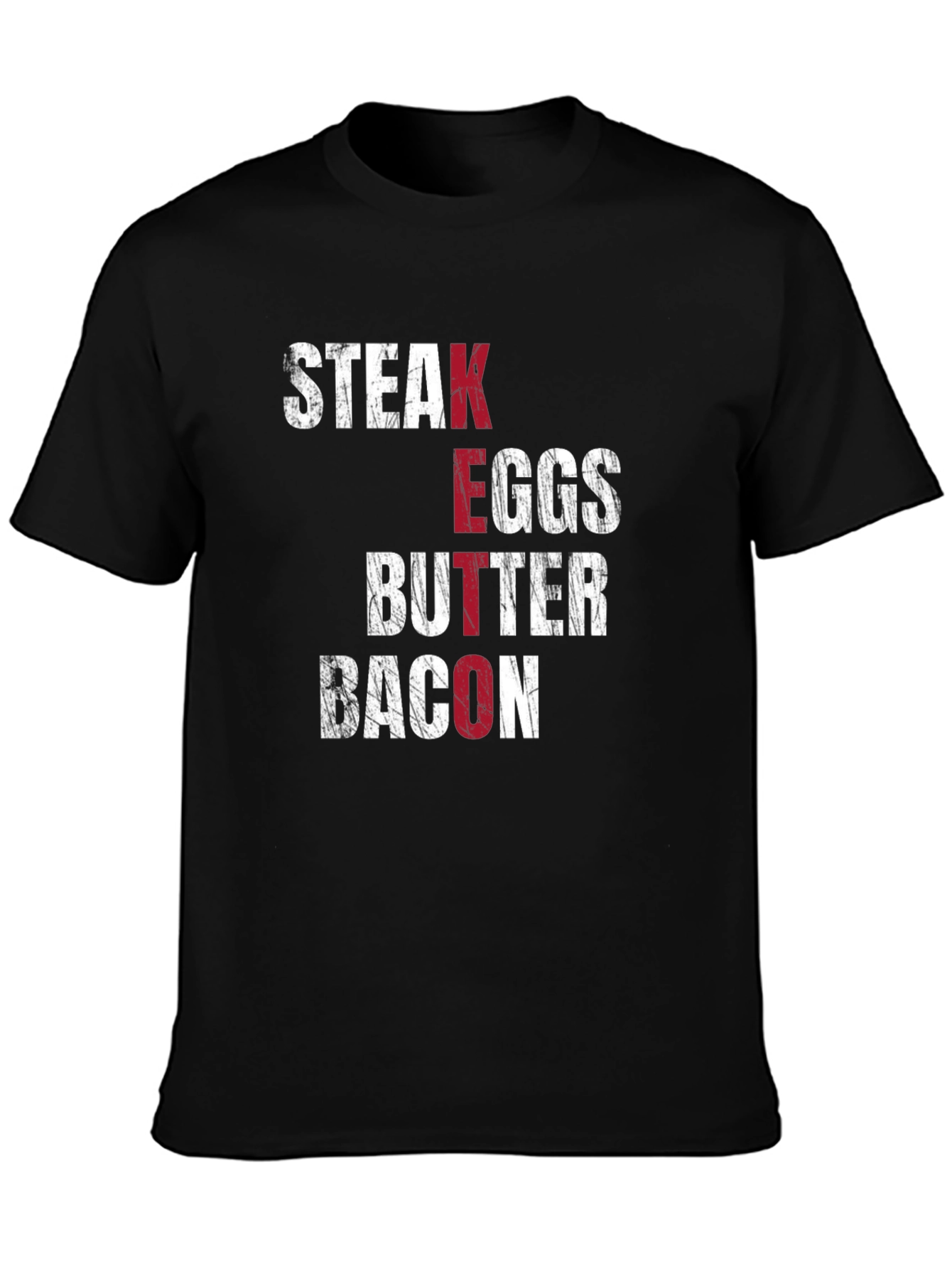 Keto Diet T-Shirt - Steak Eggs Butter Bacon - Black
