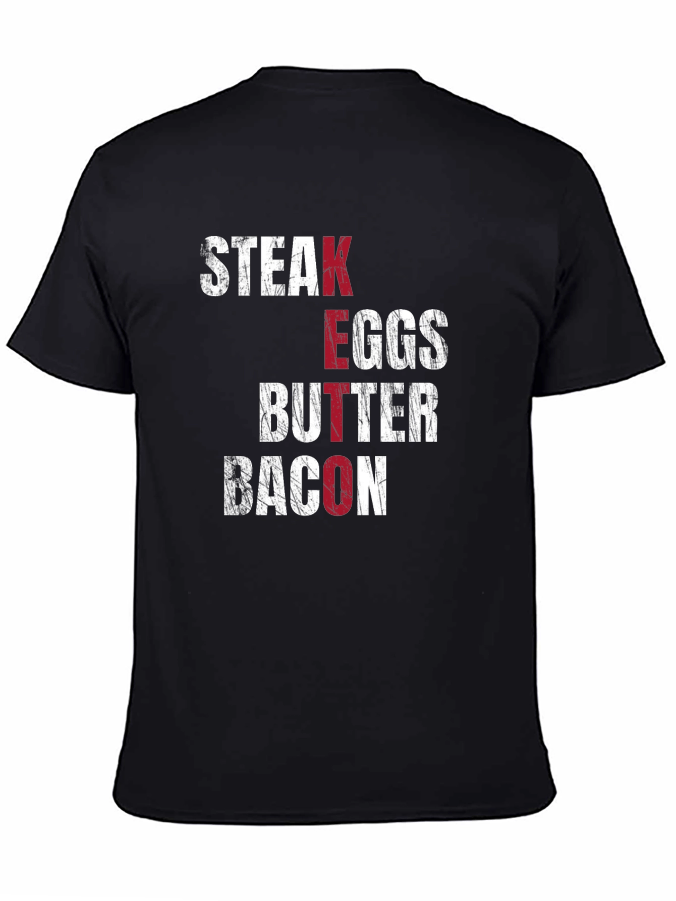 Keto Diet T-Shirt - Steak Eggs Butter Bacon - Black