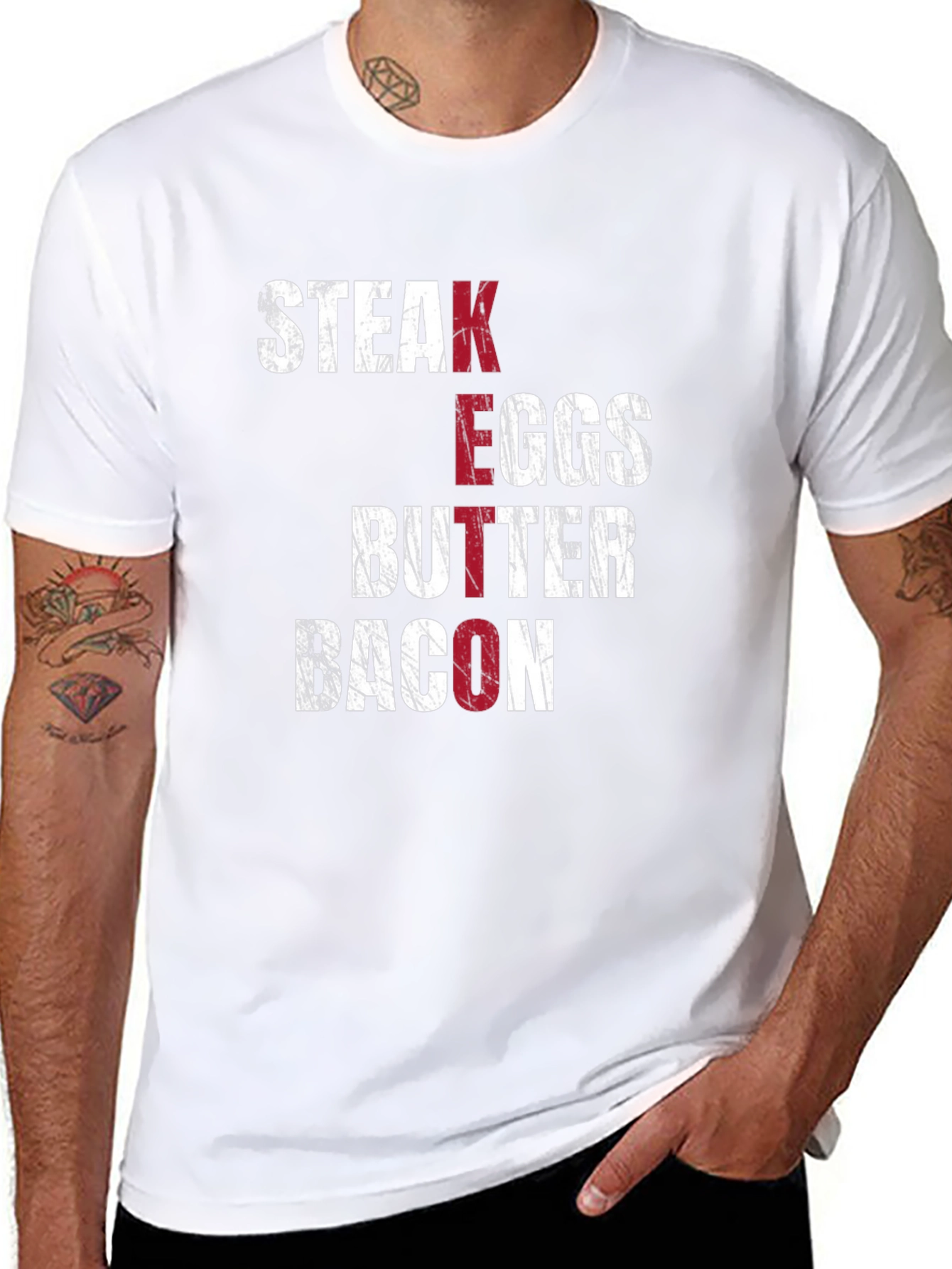Keto Diet T-Shirt - Steak Eggs Butter Bacon - Black