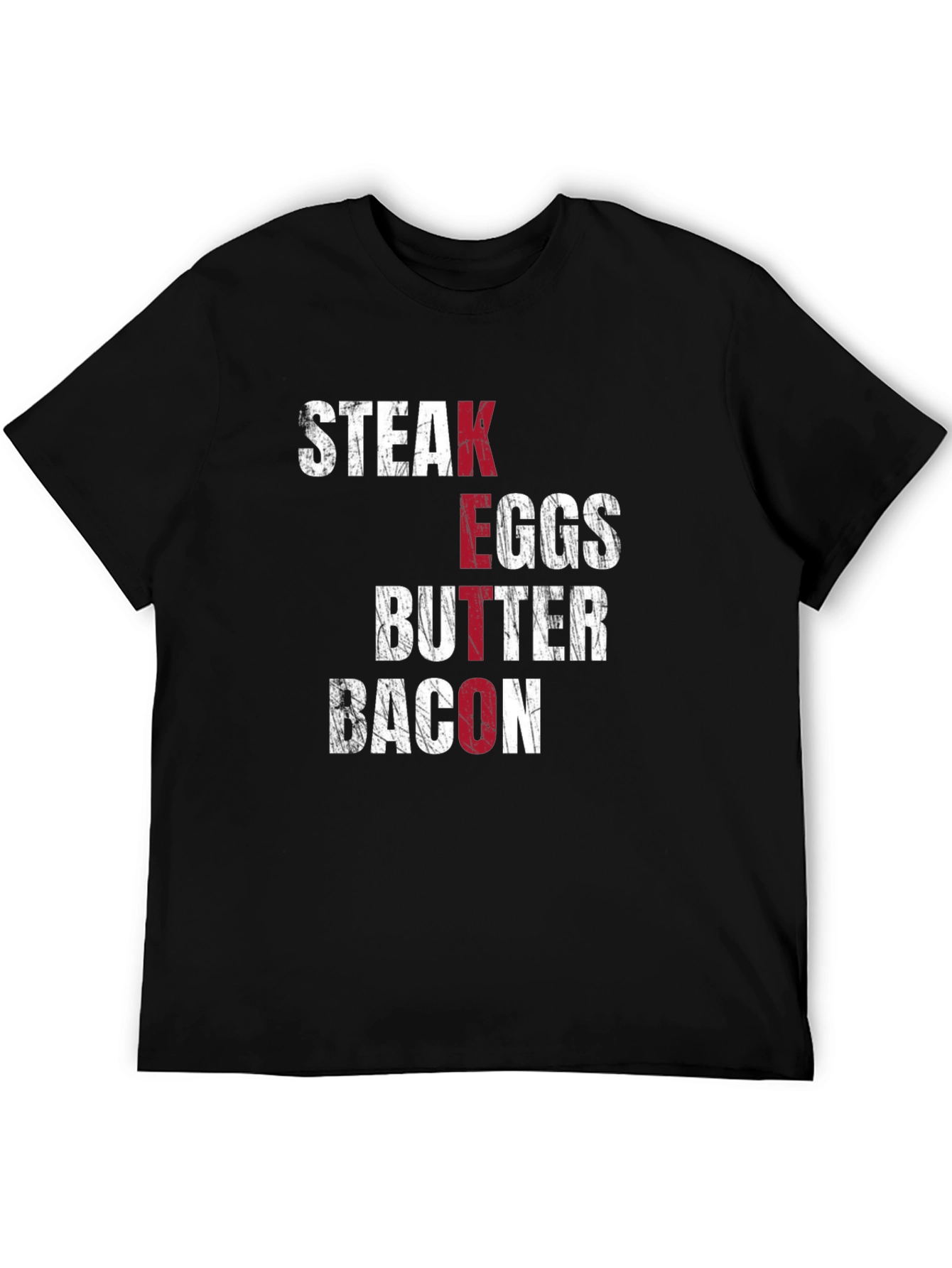 Keto Diet T-Shirt - Steak Eggs Butter Bacon - Black