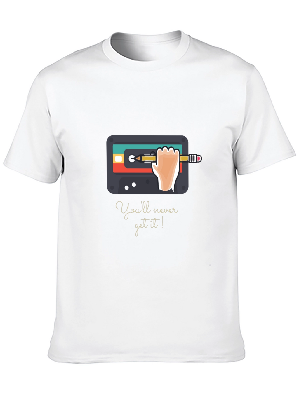 Retro Cassette Tape & Pencil Black Graphic Tee