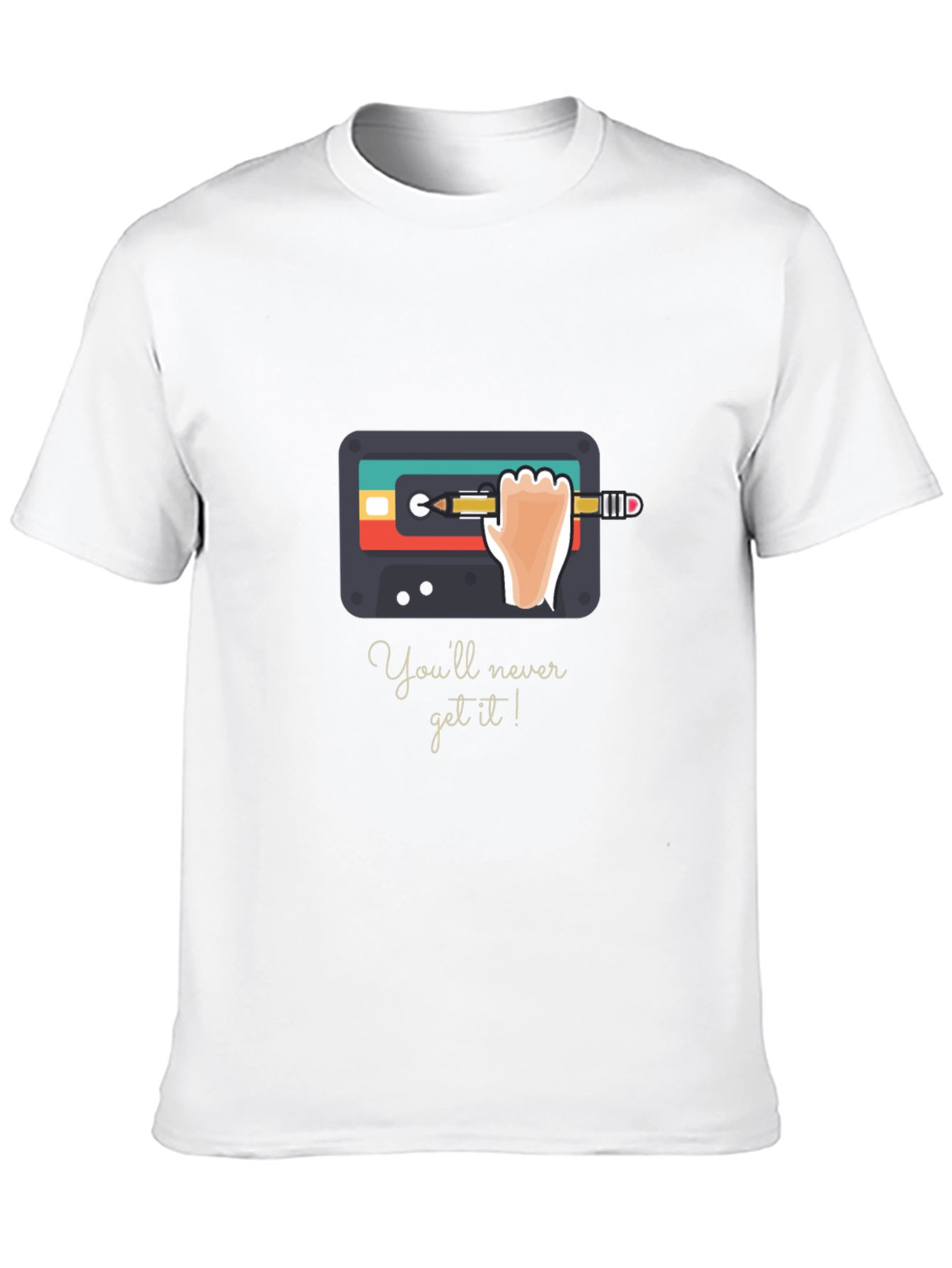 Retro Cassette Tape & Pencil Black Graphic Tee