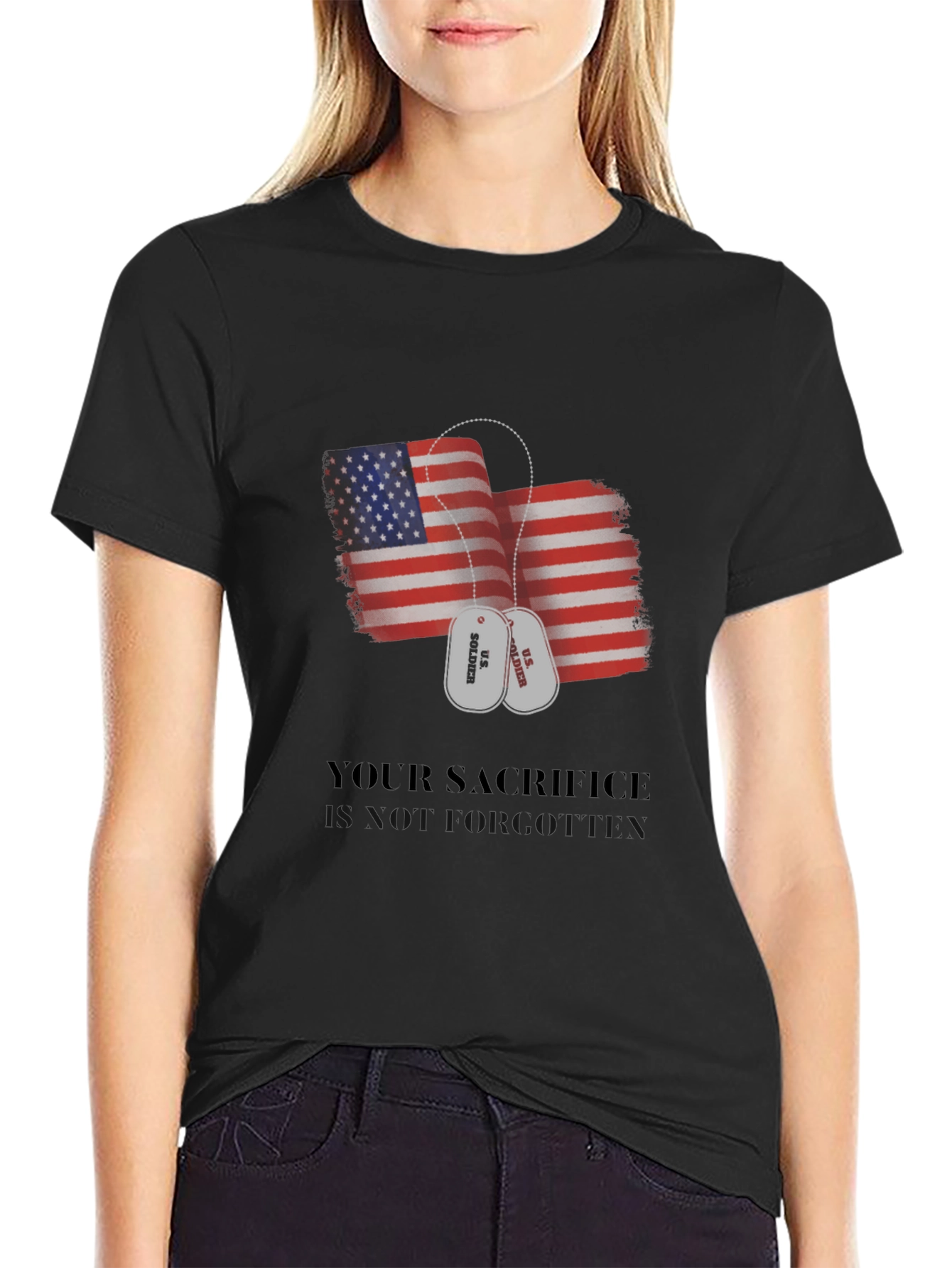 Patriotic Your Sacrifice is Golden Black T-Shirt
