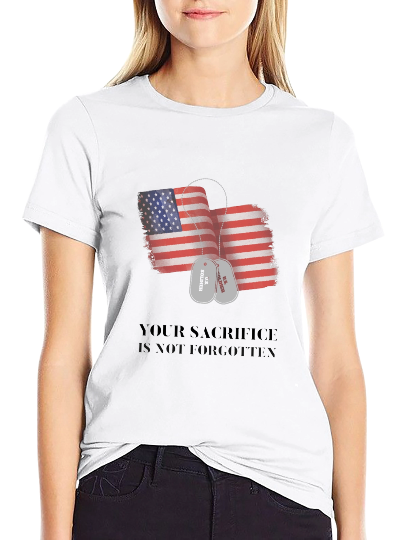 Patriotic Your Sacrifice is Golden Black T-Shirt