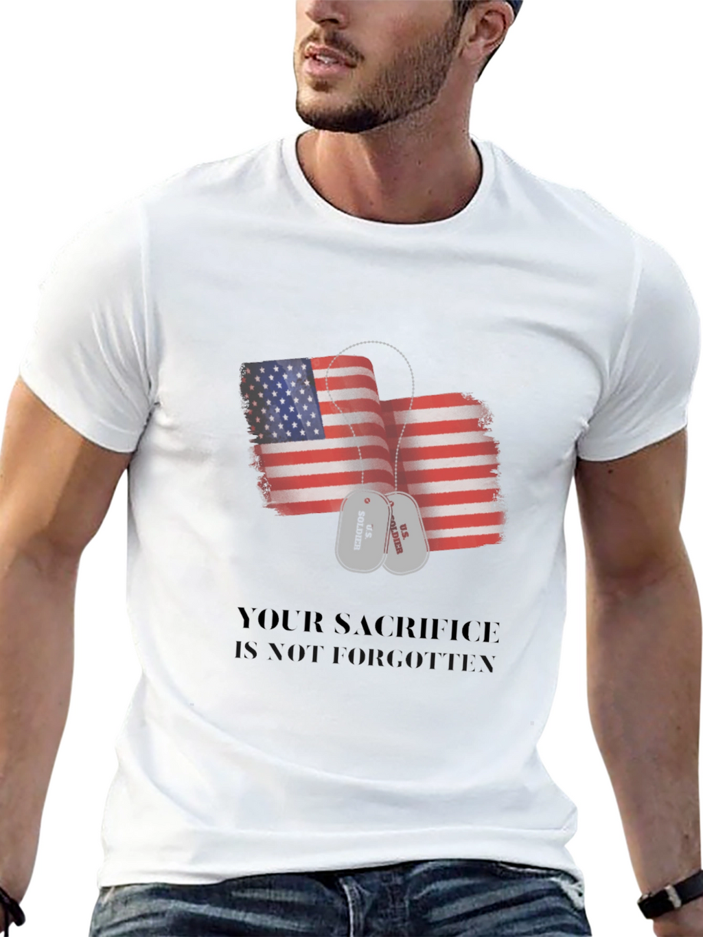 Patriotic Your Sacrifice is Golden Black T-Shirt