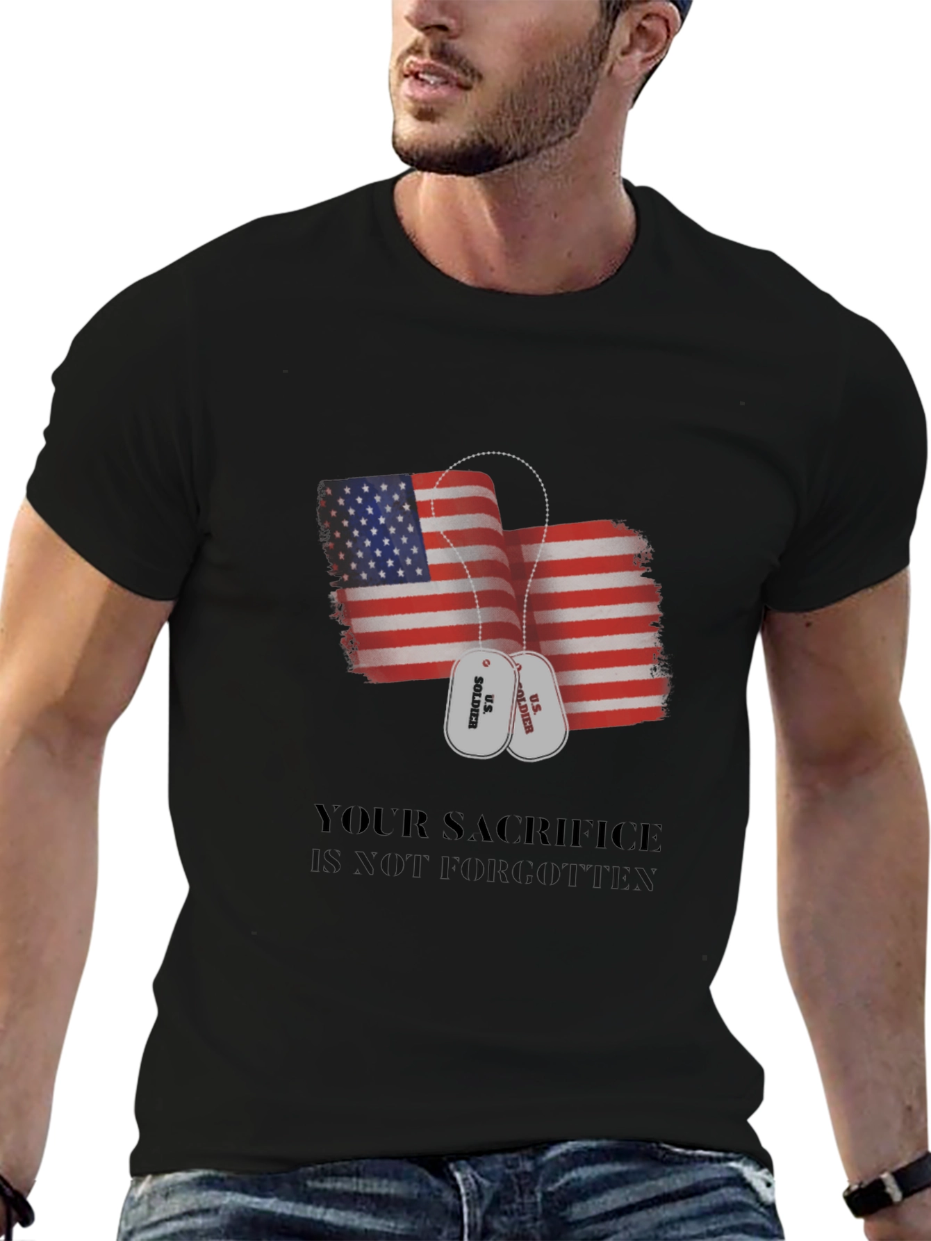 Patriotic Your Sacrifice is Golden Black T-Shirt